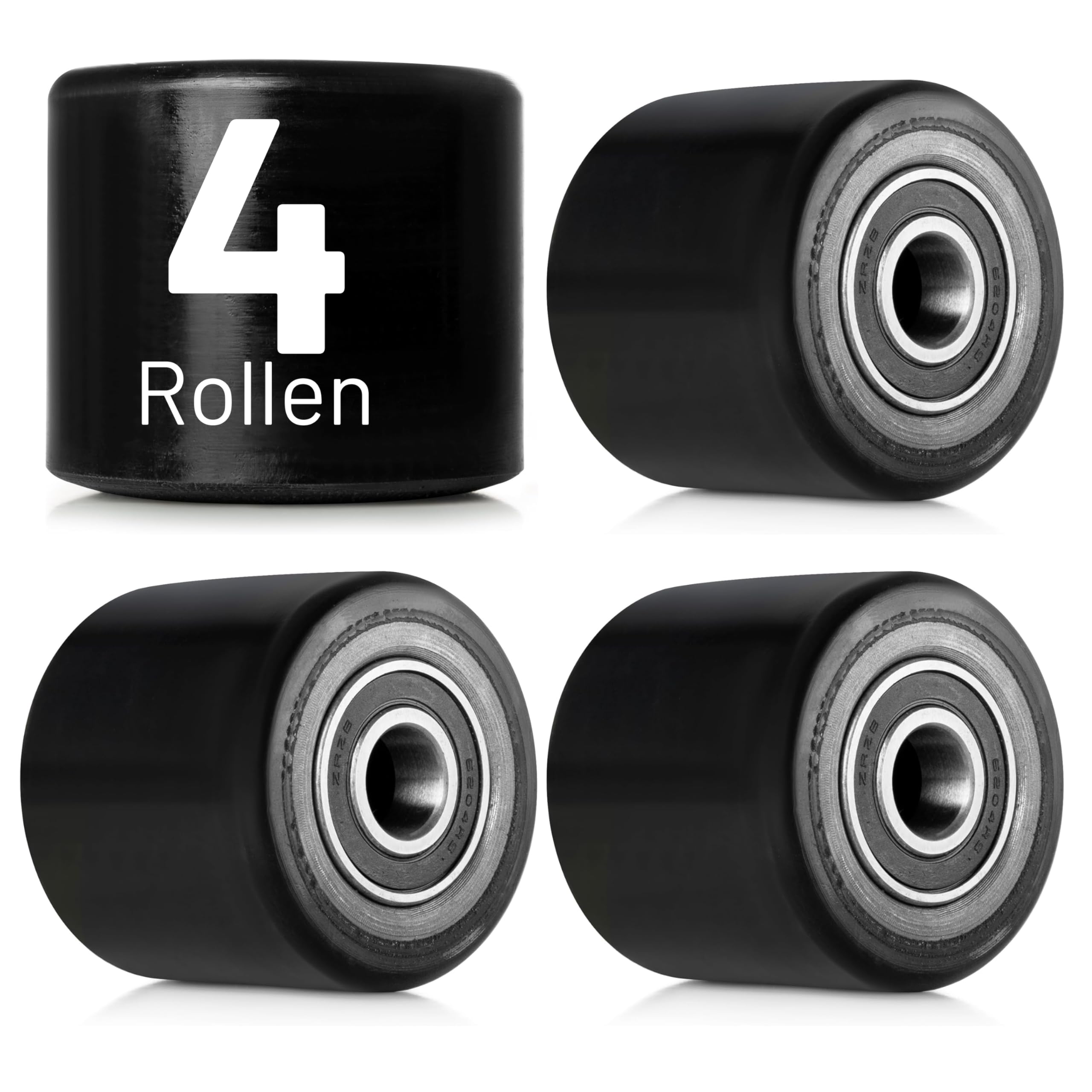 4er Lastrolle PU Laufrolle 80x70mm Rolle Hubwagen Gabelhubwagenrolle Hubwagenrolle Polyurethan schwarz