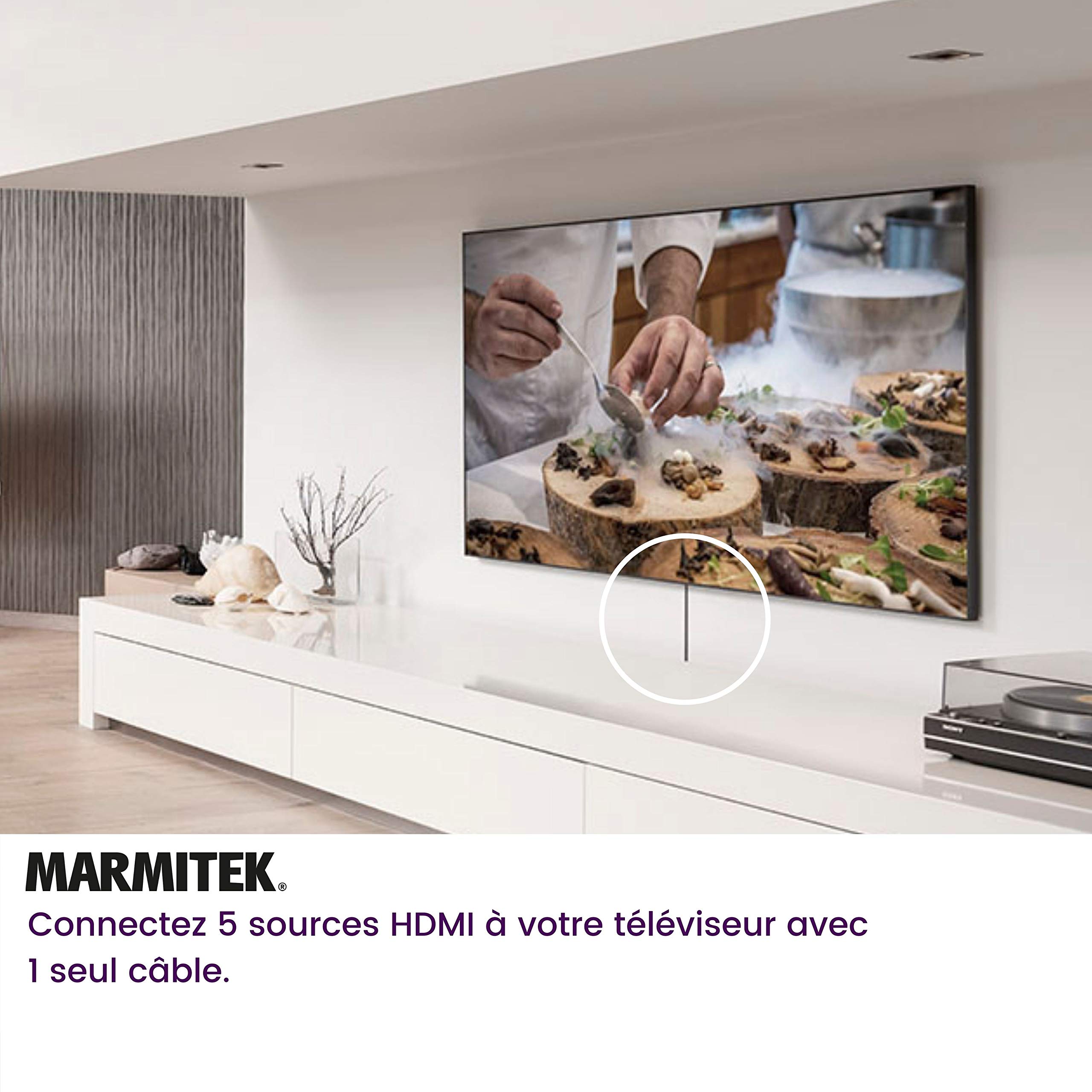 Marmitek Connect 350 UHD 2.0 - Switch HDMI 4K60 5 entrées 1 Sortie HDR