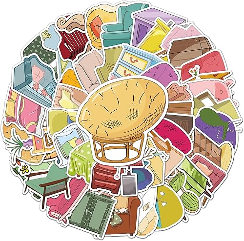 Miniatura 6 de Calcomanías para muebles  50 piezas de dibujos animados encantadores de PVC Kawaii calcomanías divertidas de vinilo decoración de bricolaje para