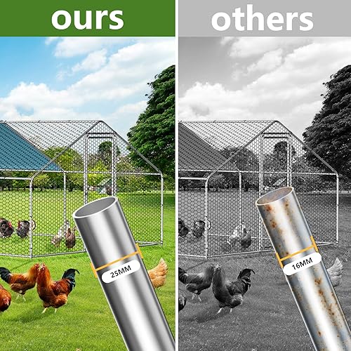 Miniatura 2 de LOVMOR Gallinero grande de metal para 10 pollos, jaula para aves de corral para patio con cubierta impermeable y anti-UV con diseño de puerta con