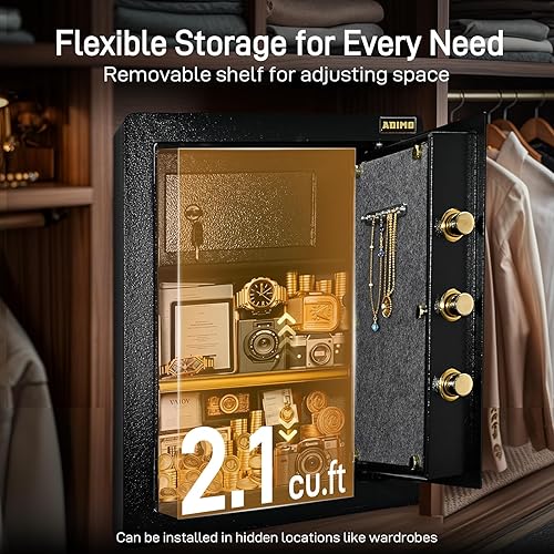 Miniatura 6 de ADIMO Caja fuerte de acero resistente de 2.1 pies cúbicos con teclado digital y cerradura de llave, armario con cerradura incorporada, caja de