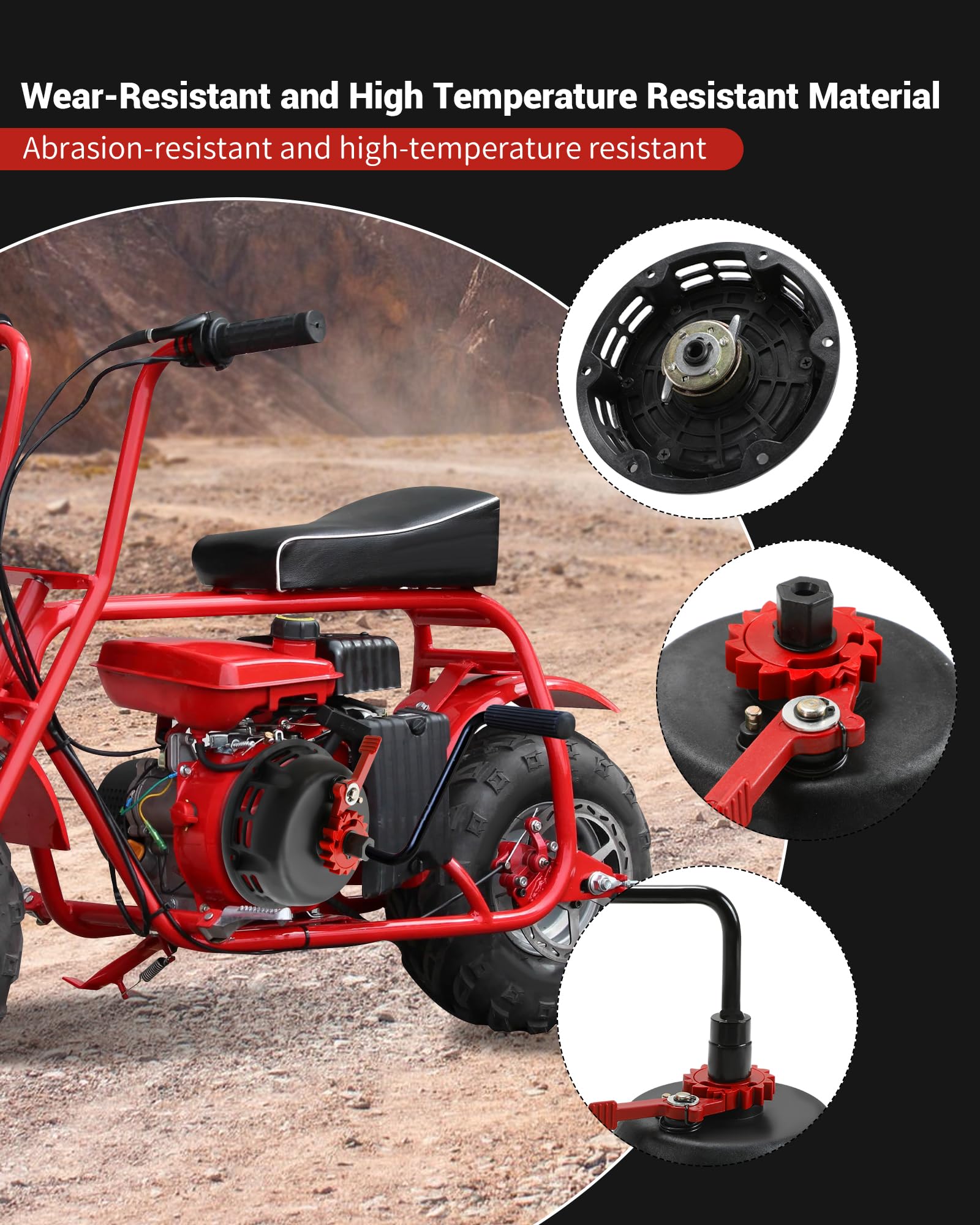 Conjunto de arranque de retroceso fácil y rápido mejorado compatible con Predator 212, Coleman CT200U 200cc B200R Mini Bike, cable de arranque Honda 6.5HP GX160 196 Hisun Engine KT196 Go Kart, negro
