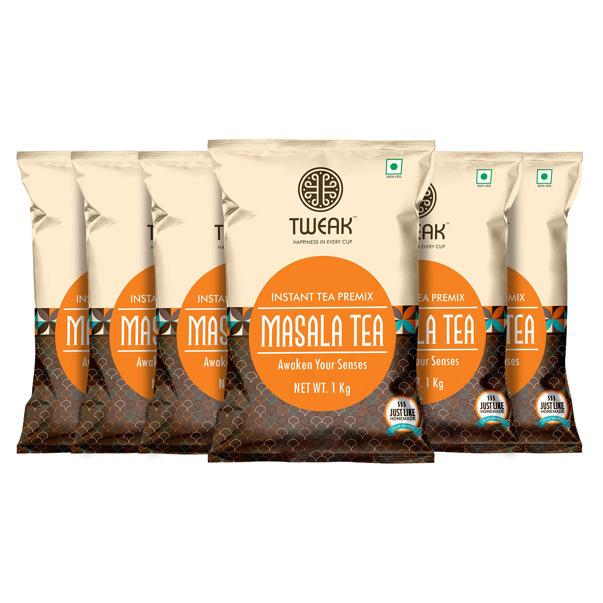 TWEAK INSTANT MASALA TEA PREMIX 1kg x 6 Packs | Premium Instant Chai | Masala Chai Premix | Instant Tea Powder | Super Saver Combo Instant Tea | Makes Approx 62 Cups of 100ml from 1 kg