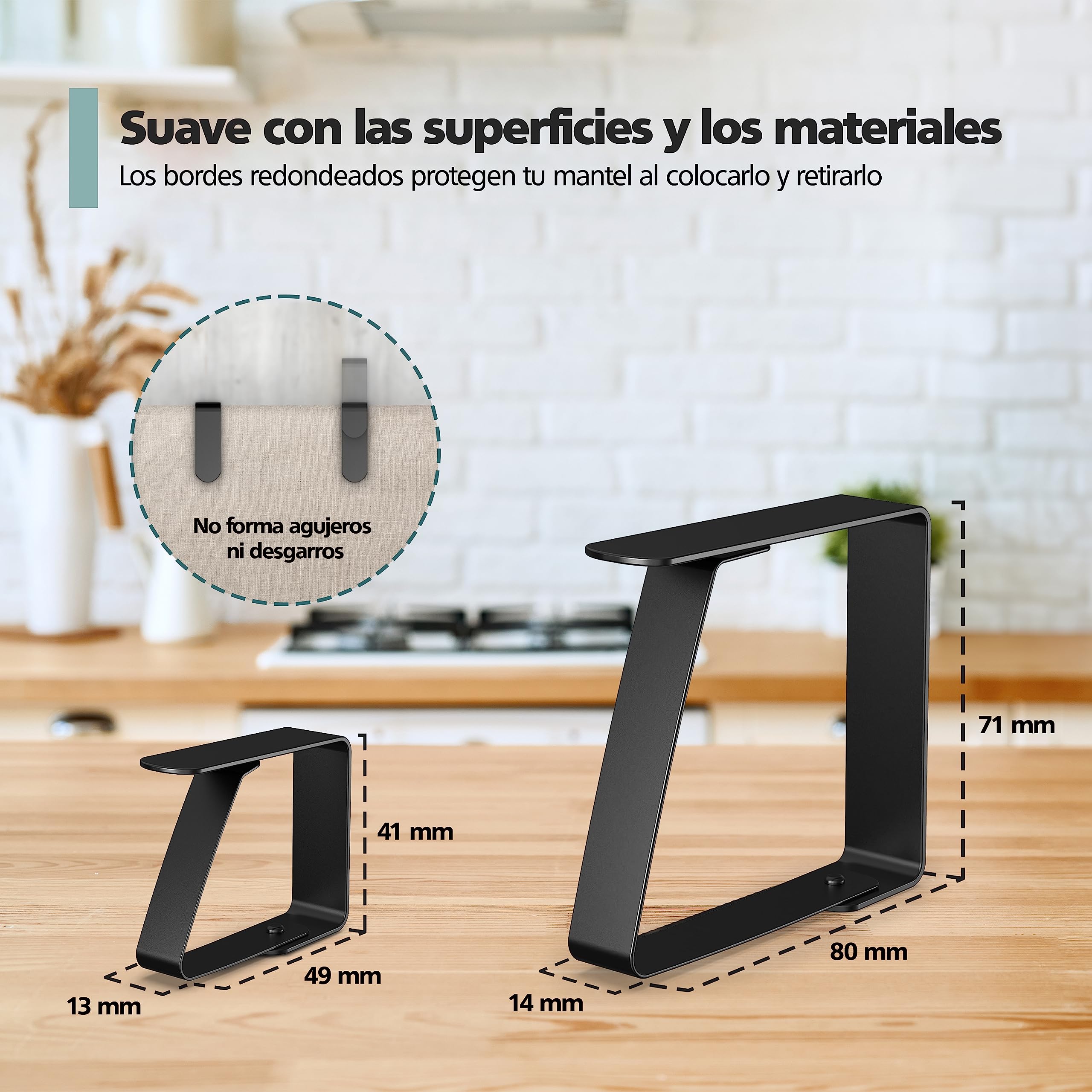 8 x Pinzas para manteles Negro para mesas con un Grosor de 3 cm - - Pinzas para manteles de Acero Inoxidable para Uso en Interiores y Exteriores - - Pinzas para manteles fáciles de Limpiar