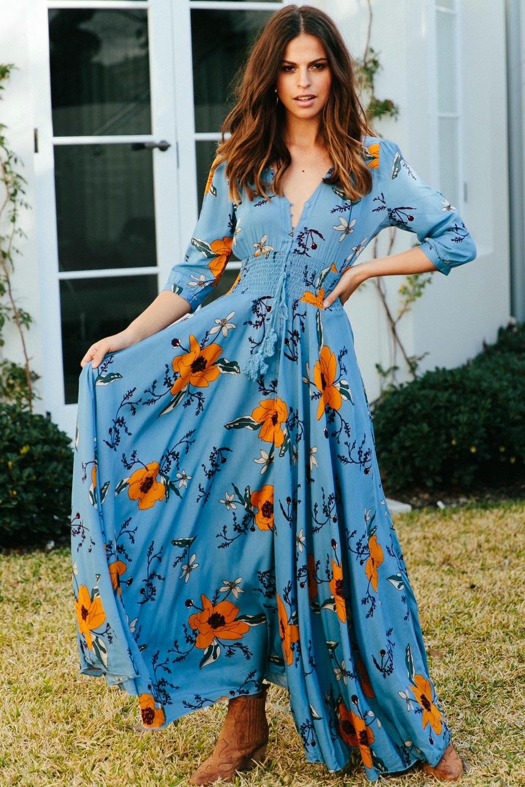 Robe Femmes Hobe Polyester Fashion À Manches Longues Sexy Dames Imprimées Party Robe-Vert-m