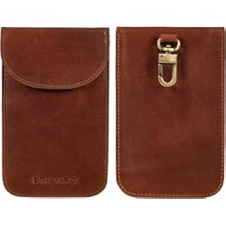 STILORD Savior Llavero de Seguridad Coche de Piel Vintage Organizador Funda Bloqueo Señal RFID Bolso Faraday Porta Llaves Antirrobo Estuche de Llaves de Cuero Genuino, Color:Andorra - marrón