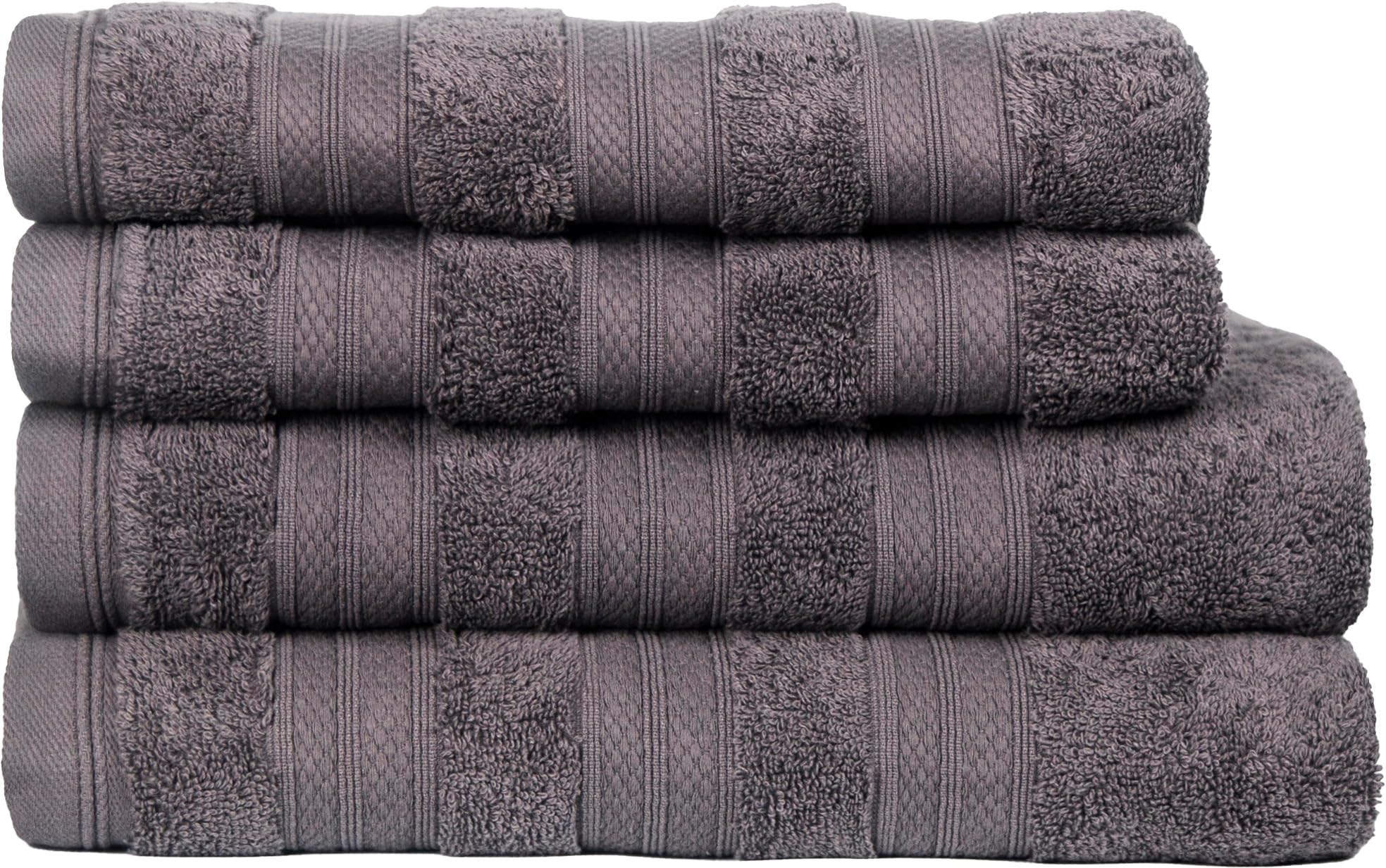 MELLUVA Large Bath Towels | Set of 4 | 100% Turkish Cotton | Highly Absorbent 600GSM | Soft Plush Luxury Towel Set | 2 Bath Towels 2 Hand Towels | Quick Dry | Dow Grey