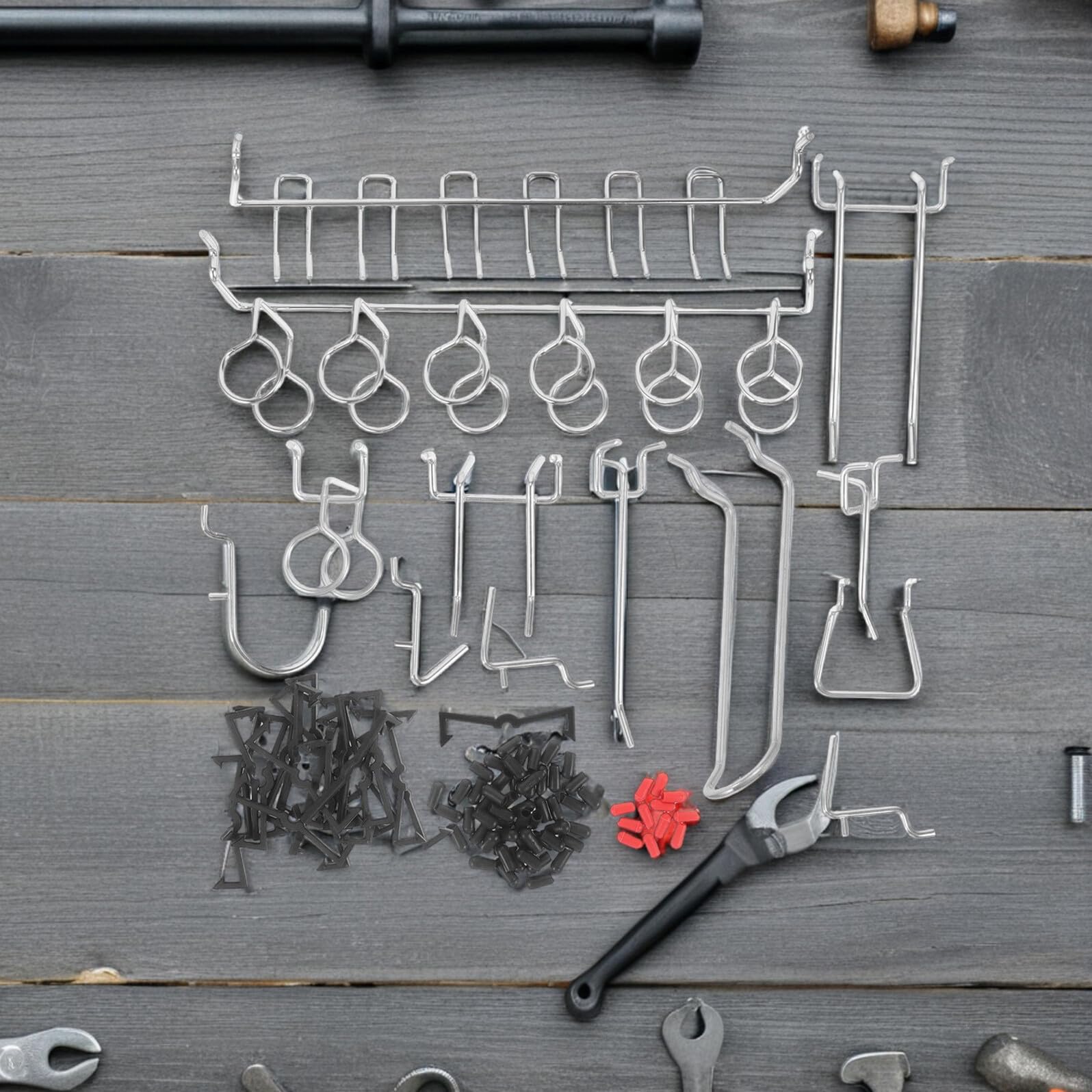 2 Zestawy Metalowych Haczyków Do Pegboard Z Małymi Osłonami Stóp Wytrzymałe Półkę Do Garażu Kuchni Sklepu I Organizacji Narzędzi