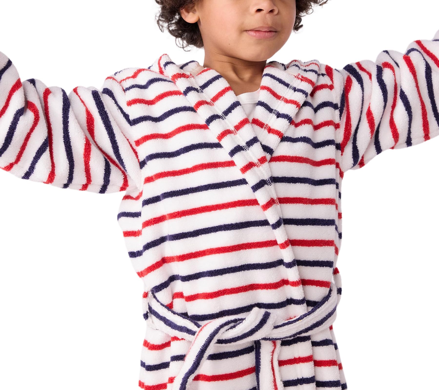 Petit Bateau Accappatoio Bambino in Spugna Cotone a Righe, Marshmallow/Multico, 2 anni