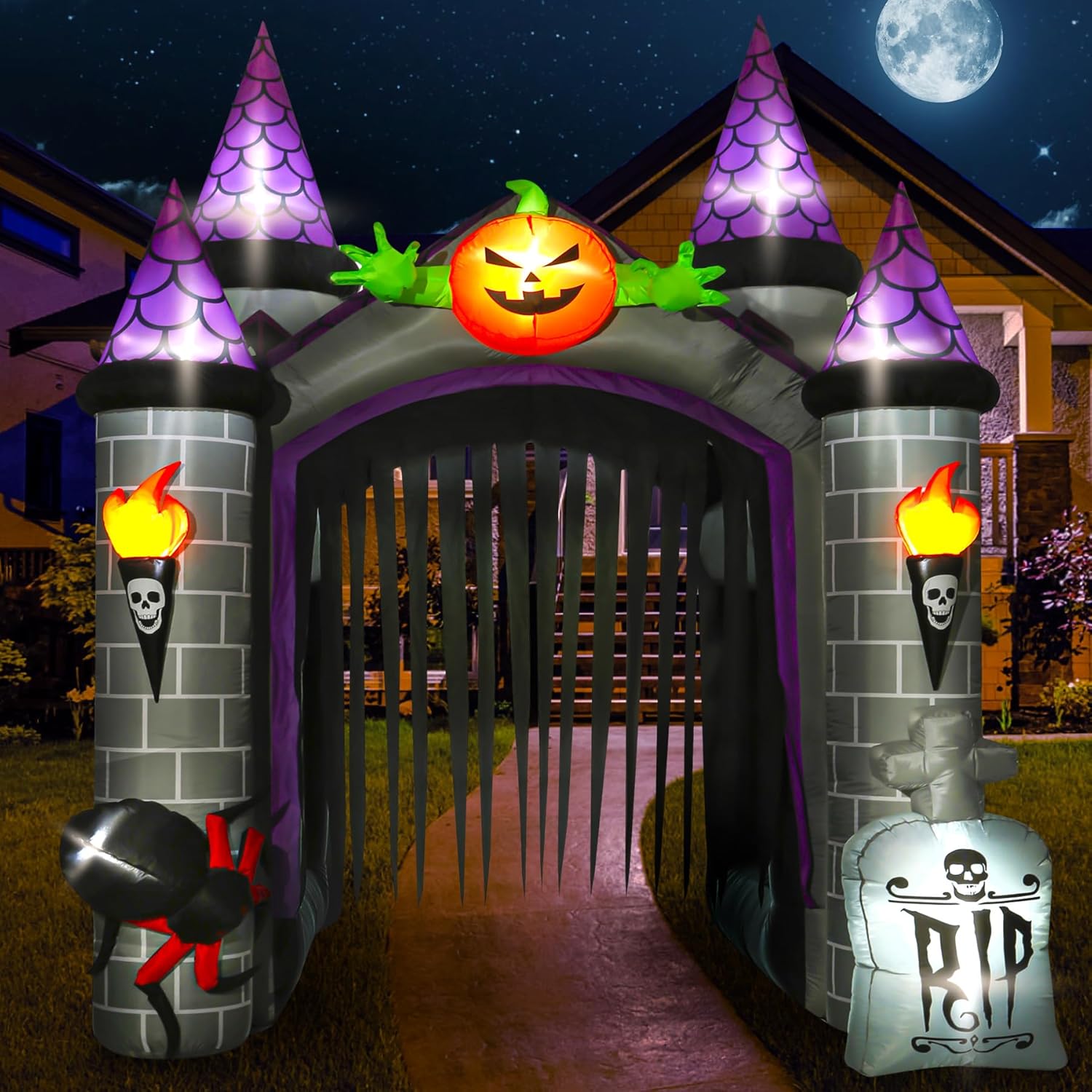 (SIMILAR TO STOCK PHOTO)12.5 Ft Halloween Inflatable Decoration, Huge Haunted House Built-in LED Lights, Outdoor Blow Up Yard Fun Decor, for 2025 All Hallows' Day Lawn Decor