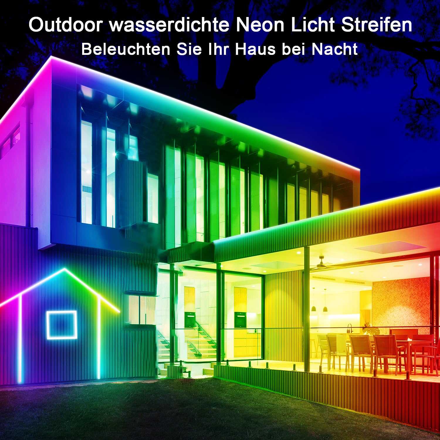 segrass Neon Led strip 15m Fernbedienung/APP Steuerung, IP65 wasserdichte flexible LED Lichtband, 24V Rgb LED band Neon Lichterkette, anwendbar auf Schlafzimmer, Raum und Außendekoration