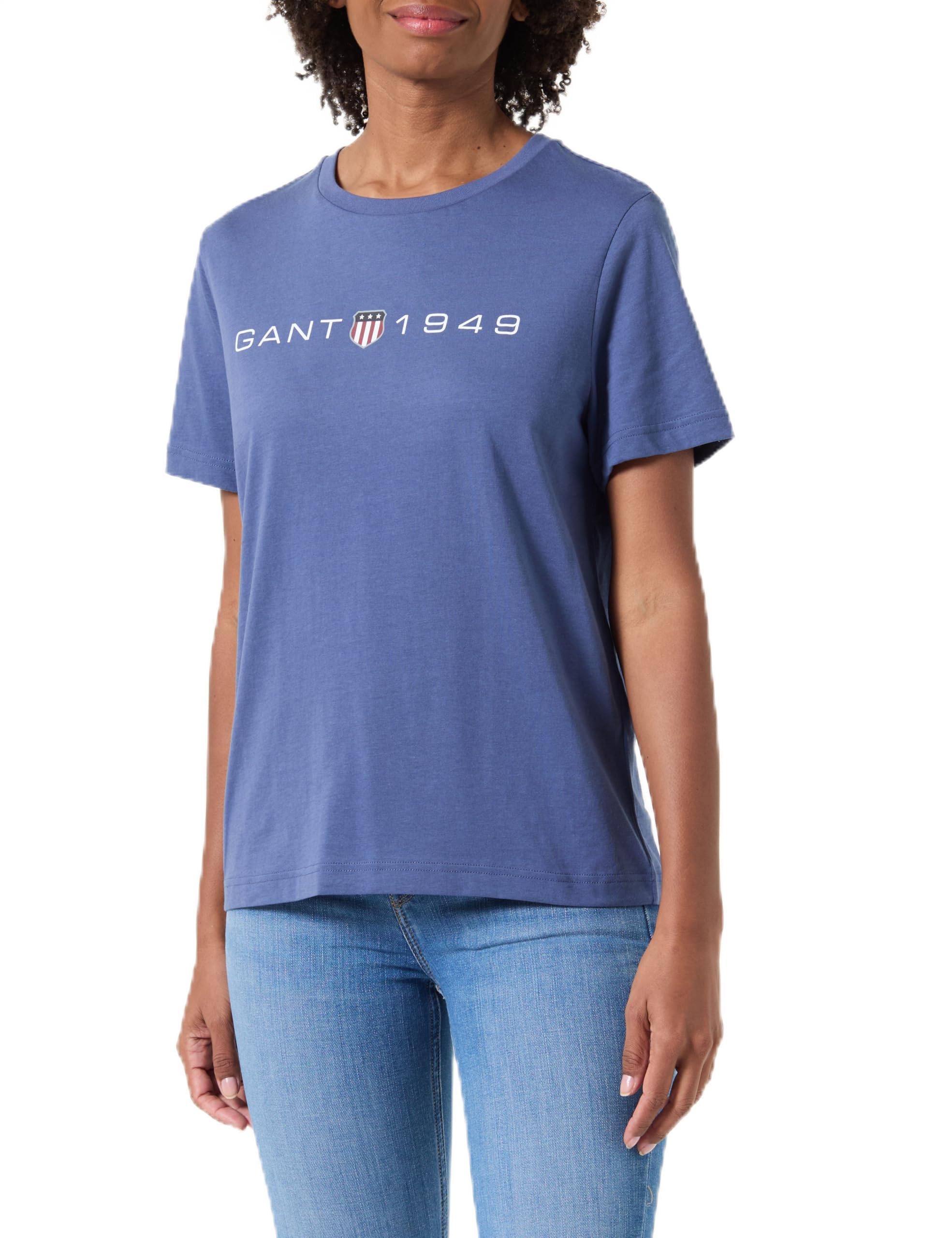 Gant Women's Dusty Navy Reg Printed Graphic T-Shirt, S