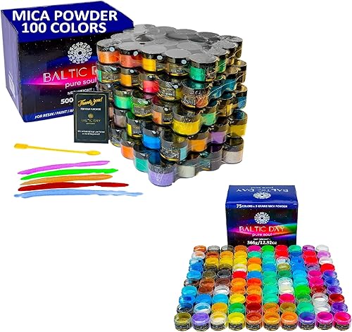Baltic Day Polvo de mica  75 polvos de mica incluyendo pigmentos camaleón + 100 polvos de mica naturales  Pigmentos para resina epoxi, jabón,