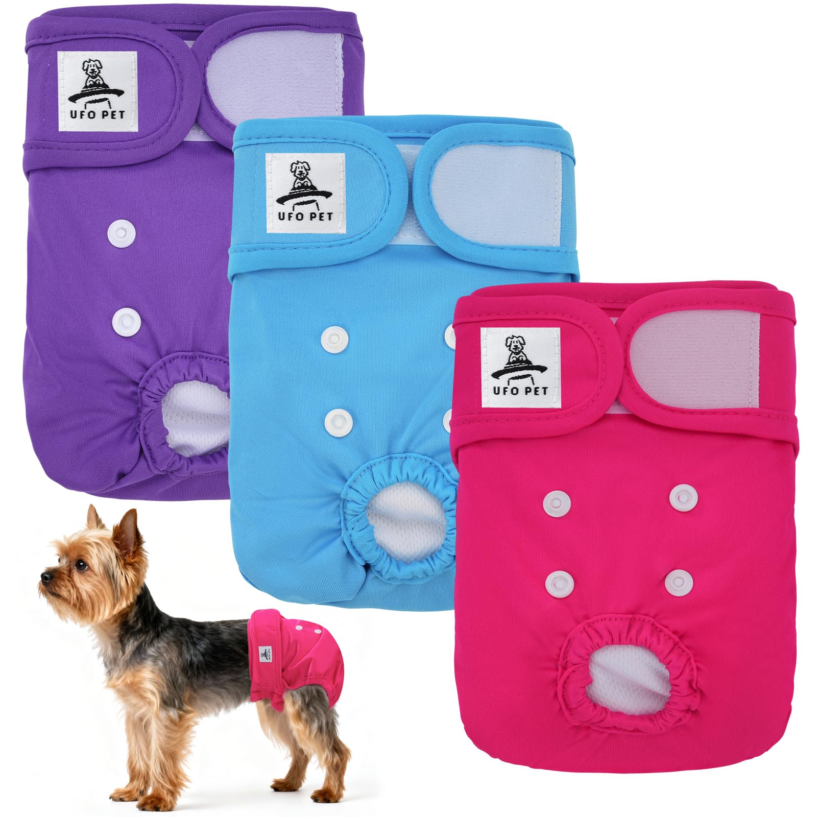 UFO PET Dog Period Heat Pants for Season Incontinence, Super Absorbent Washable Dog Puppy Nappies Female X Small, Doggy Knickers for Season 3 Pack — image 1
