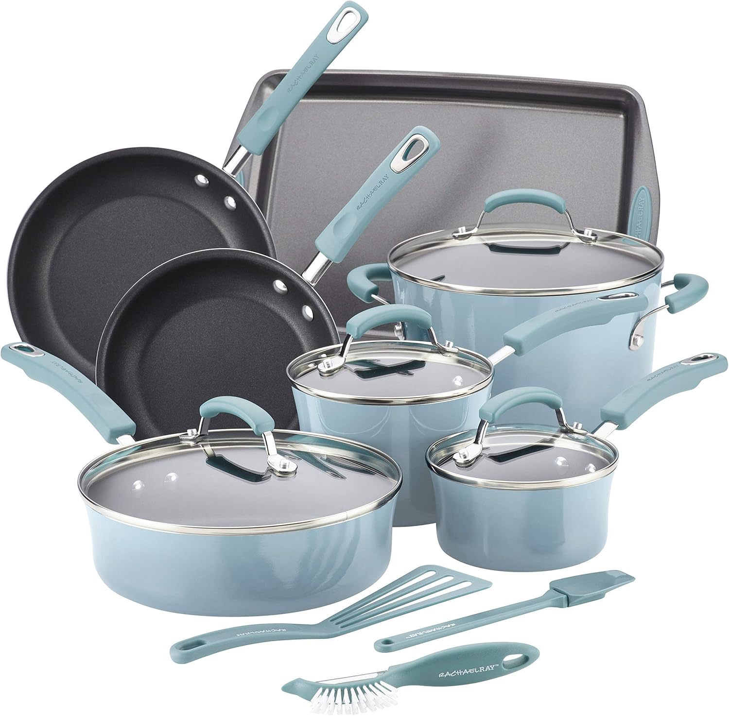 Rachael Ray Hard Enamel Cookware And Accessories, 14 Piece