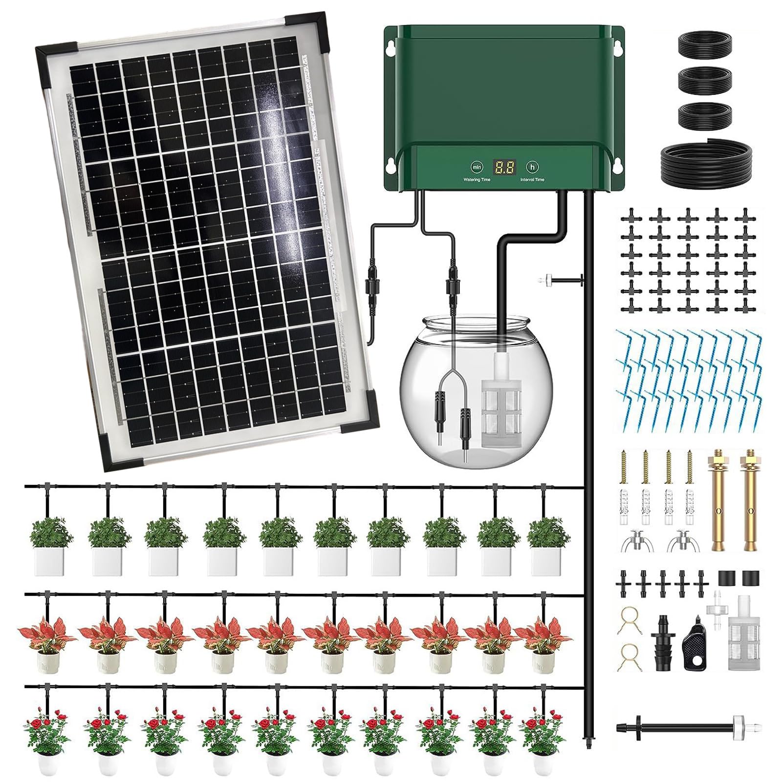 Timer dell'acqua avanzato con pannello solare e batteria ricaricabile per irrigazione da giardino domestico risparmio idrico struttura irrigazione giardinaggio