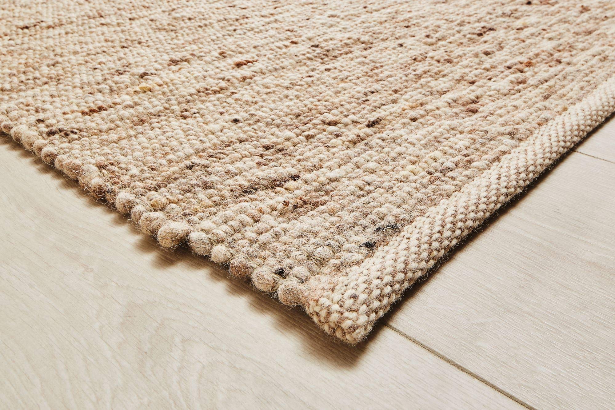 Steffensmeier Handwebteppich Walchsee | Schurwolle mit Fusselstopp, Natur Dunkel, handgewebt, Größe: 70x130 cm Wohnzimmer und Schlafzimmer