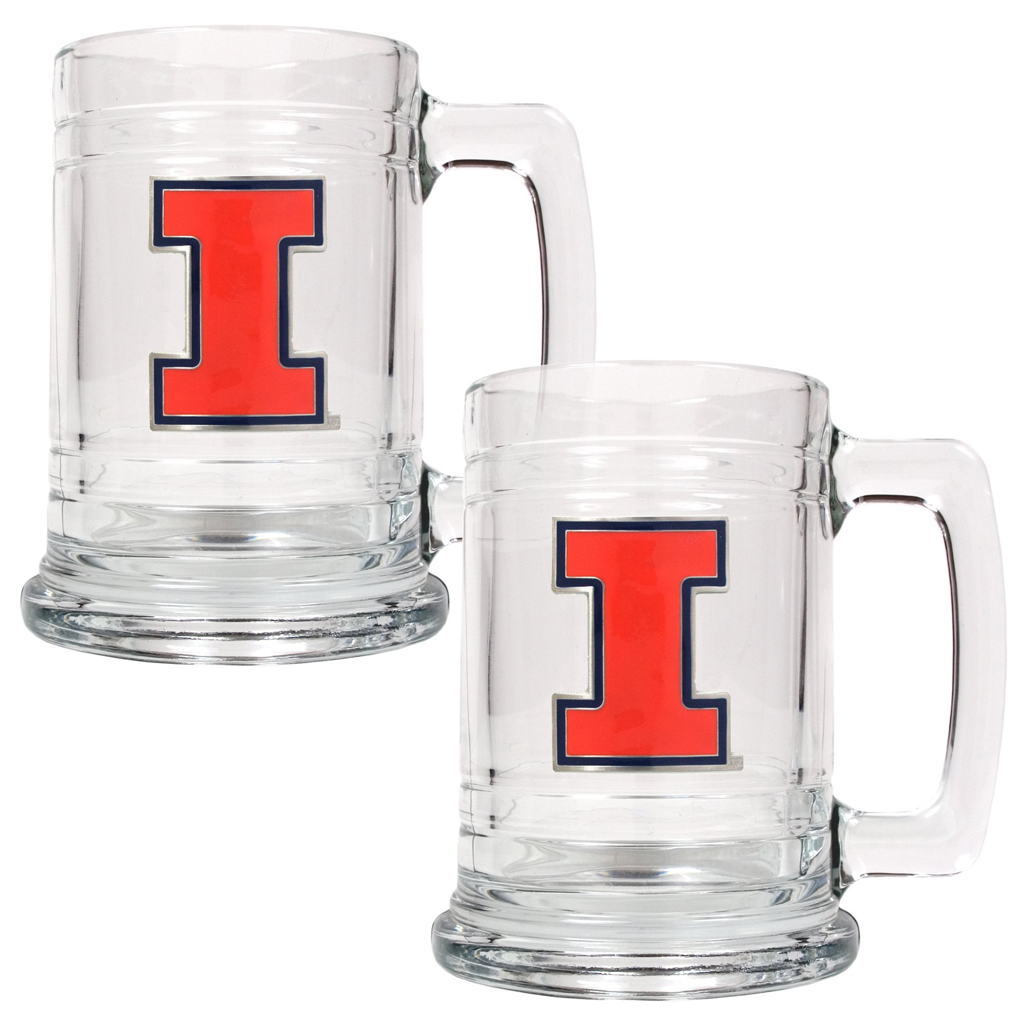 Great American Products Illinois Fightin Illini 2 Piece 15oz Glass Tankard Set