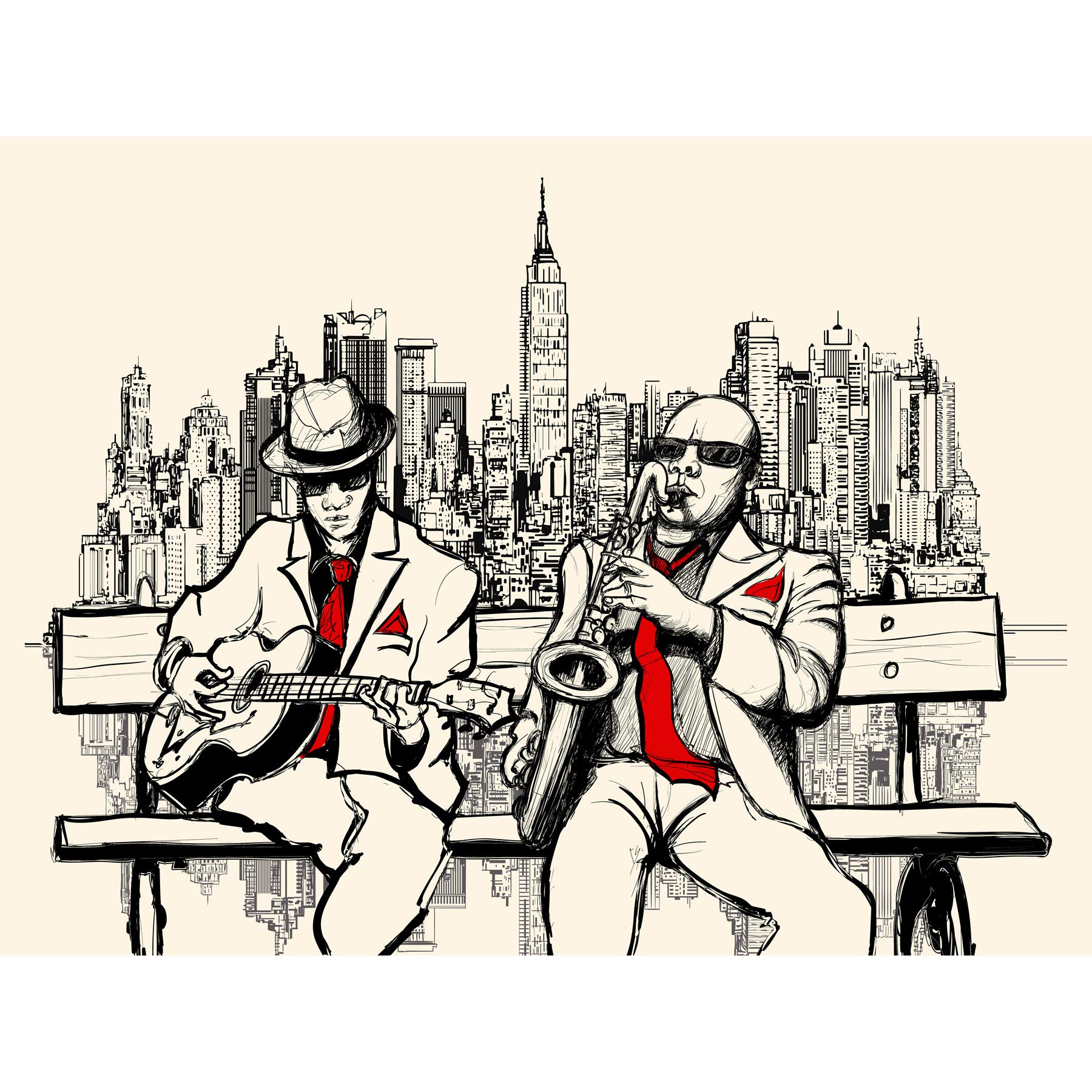 Wee Blue Coo Musicians Jazz Men New York Art Print Poster Wall Decor