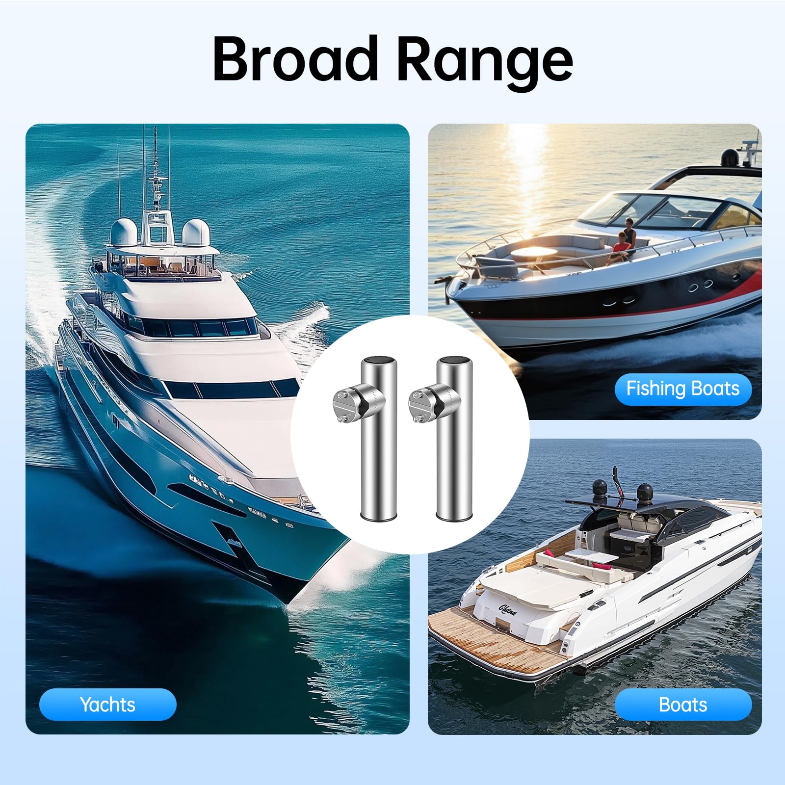Angelrutenhalter Boot 2er Set 316 Edelstahl Rutenhalter 360 Grad Verstellbar Klemmbereich 19 22 mm Für Yacht Meeresangeln Angelboot Rutenhalterung Schienenmontage