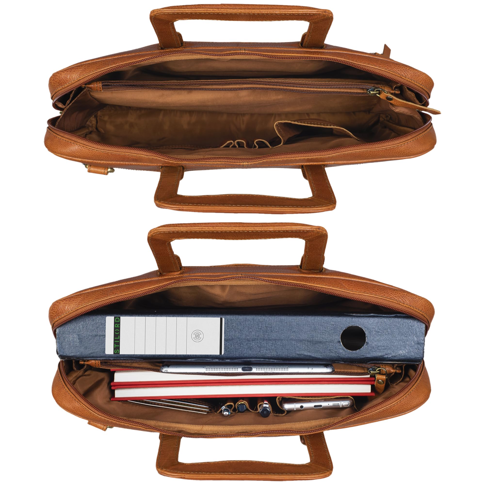 Stilord Pierce Laptop Bag con Maniglie in Pelle per MacBooks 13,3 pollici Borsa da Ufficio in Pelle Autentica - Dettaglio