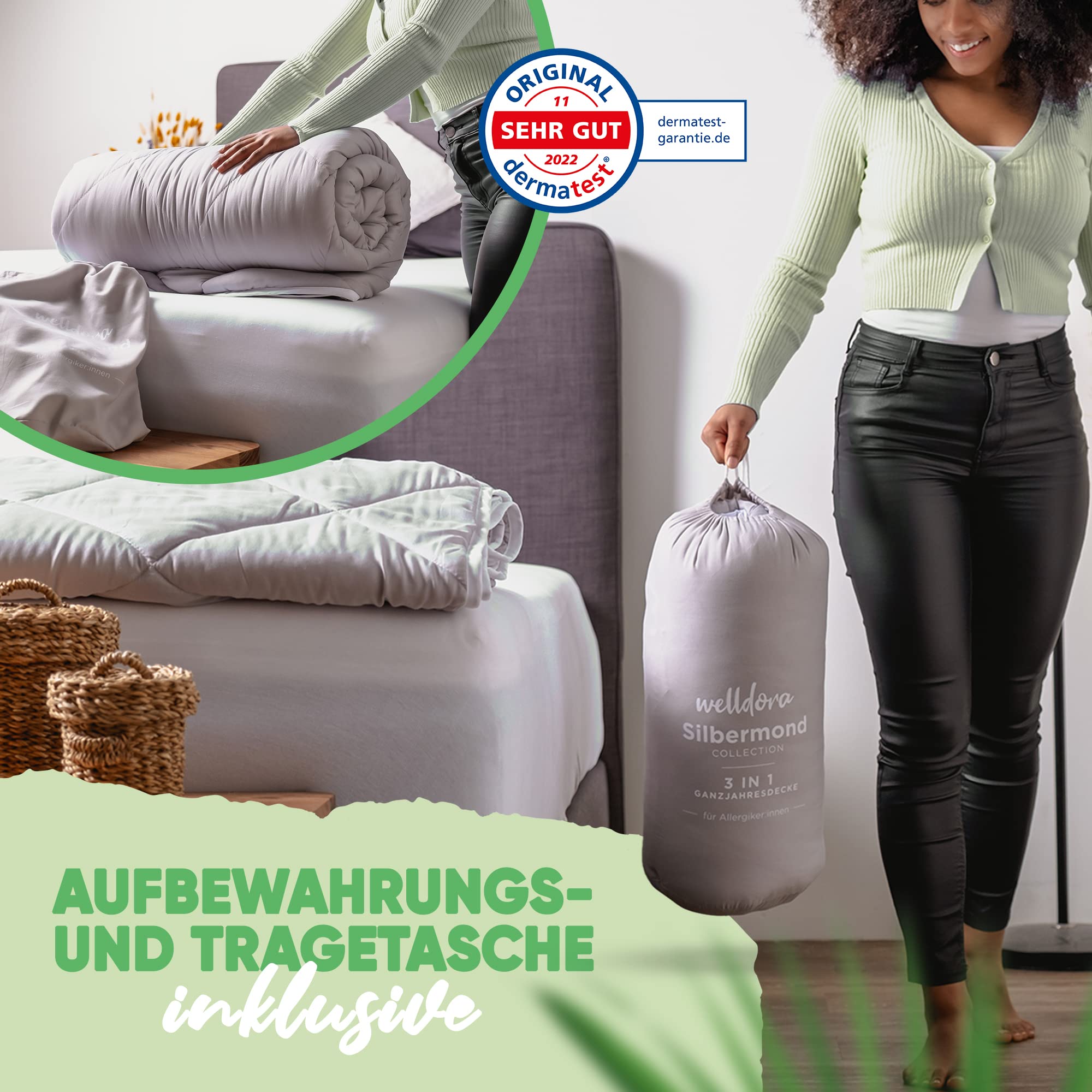 Welldora OPTICLIMA Allergiker Bettdecke 135x200 | Fachärztlich getestet & Oeko-Tex | Zweiteilige Sommerdecke & Winterdecke | 4 Jahreszeiten Bettdecken mit Druckknöpfen | Premium Duvet 135x200cm