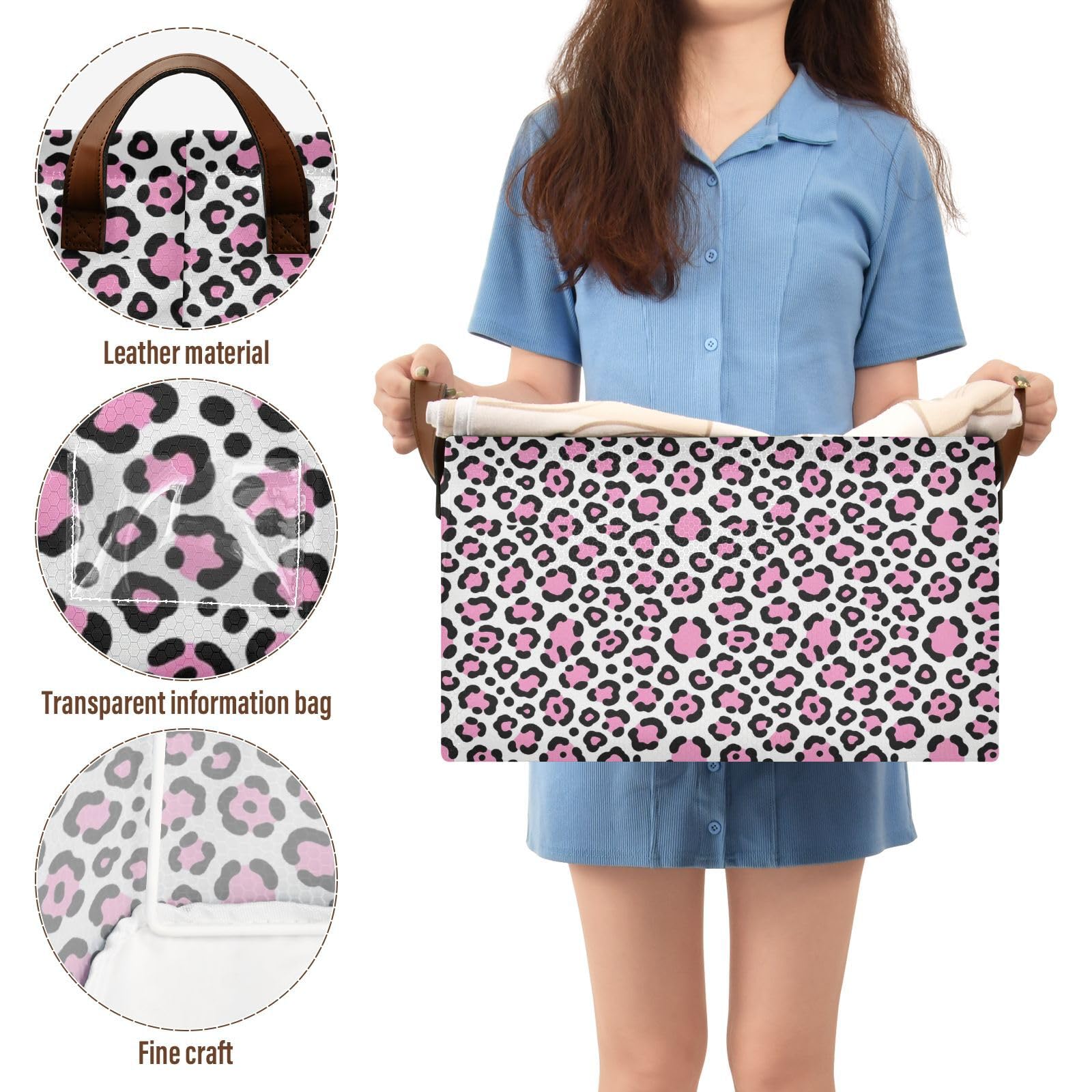 FRODOTGV Contenedores de almacenamiento abiertos para armario, dormitorio, cocina, leopardo blanco claro, talla M