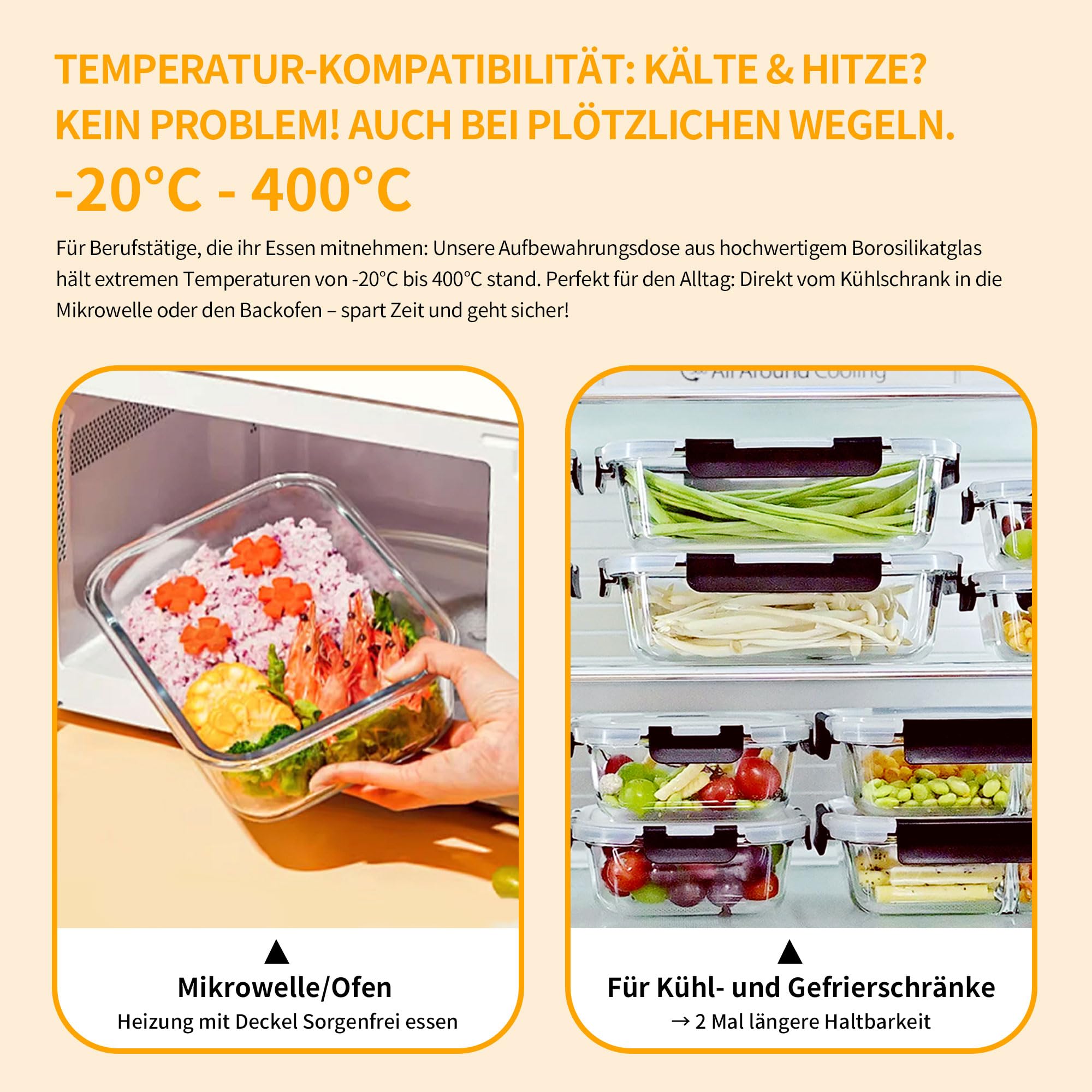 LNWSN Frischhaltedosen Glas mit Deckel 6er, 1520ml Hochtransparente Borosilikatglas Meal Prep Boxen Glas, Hohes Volumen Versiegelter Glasbehälter mit Deckel, Food Container für Profiköche und Bäcker