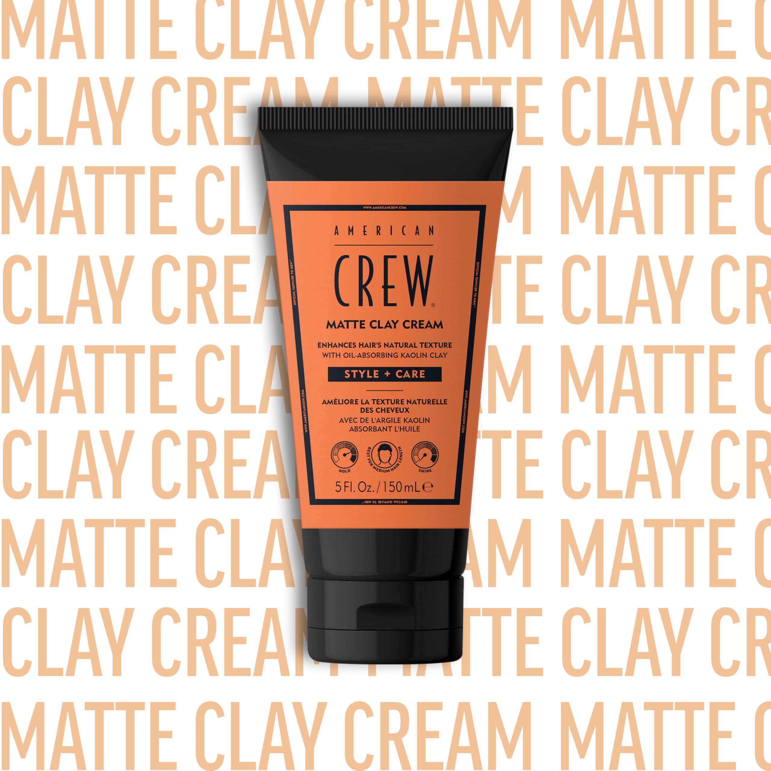 AMERICAN CREW Matte Clay Cream, Hybrid Hair Styling Clay Gel For Men, Medium Hold With Matte Finish, 5 fl oz