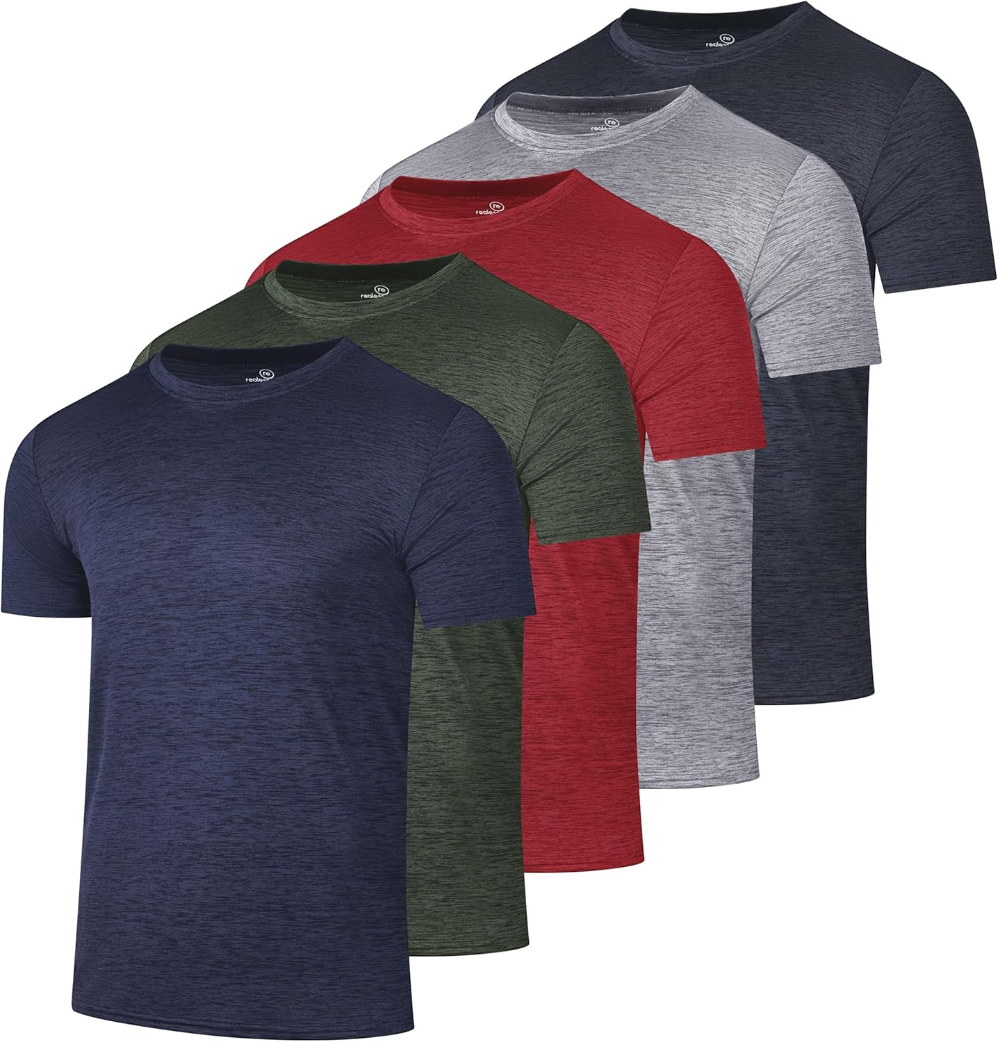 Real Essentials 5 Pack: Men’s Short Sleeve Dry Fit T-Shirts – Moisture Wicking Athletic Workout Gym Fitness Casual Tees XX-Large Set 11
