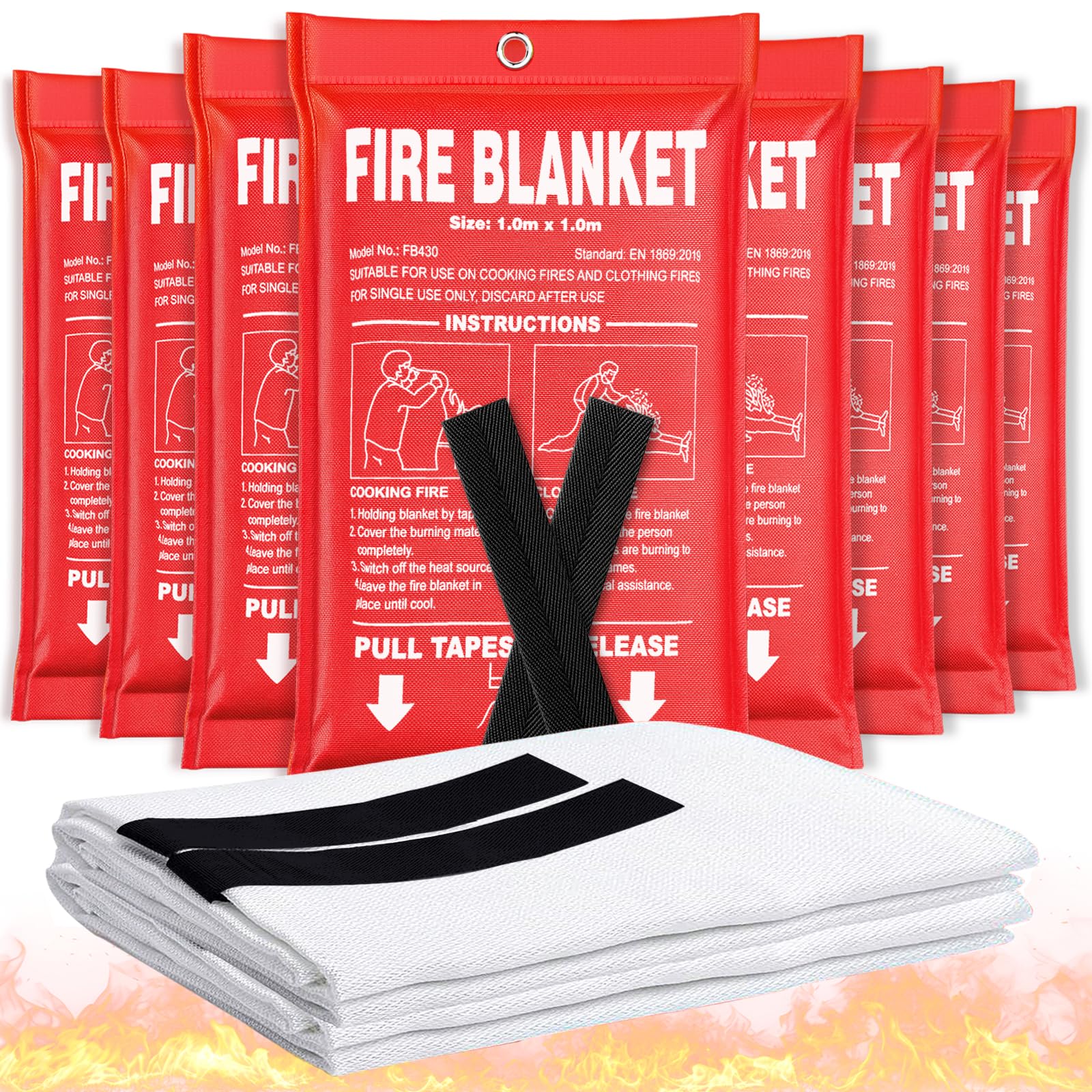 Fire Blanket 8 Pack - 40" x 40" Prepared Emergency Fire Blanket