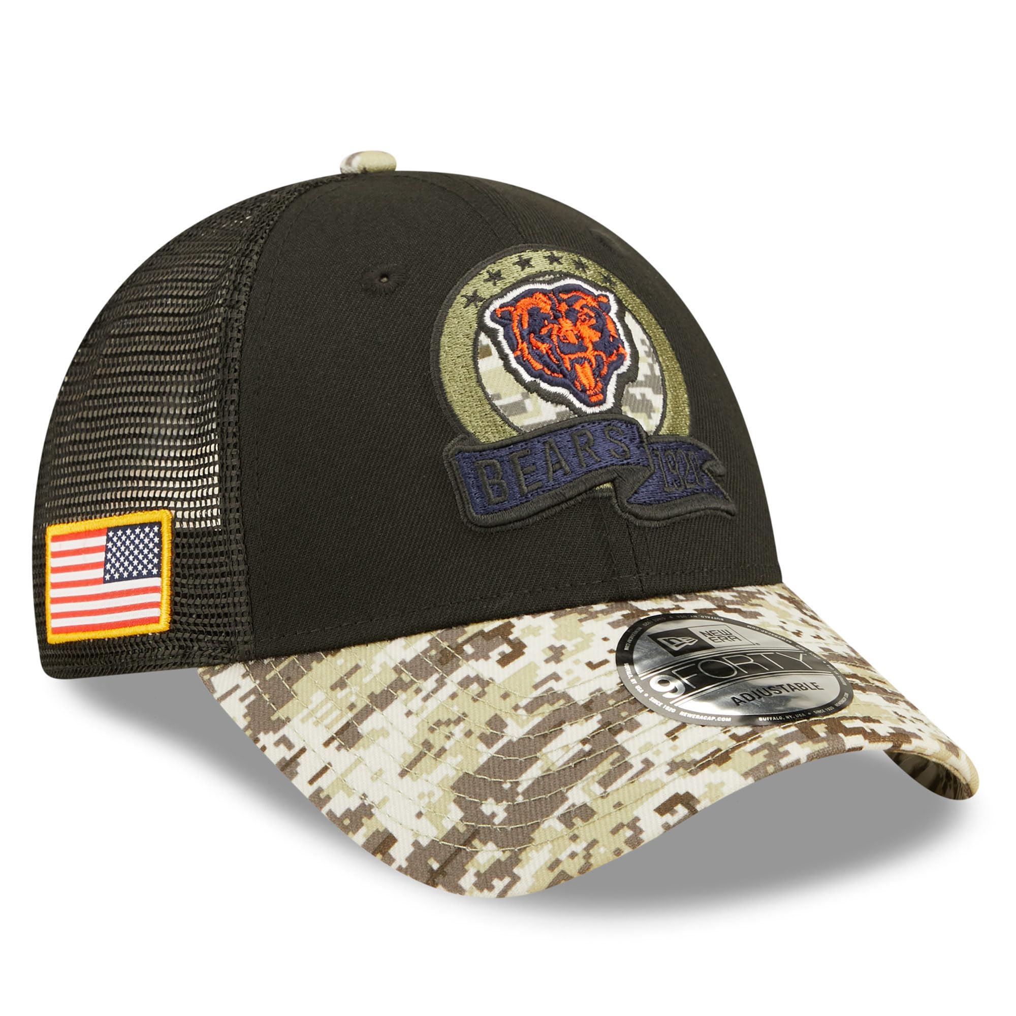 New Era Chicago Bears NFL Salute to Service 2022 Black 9Forty Snapback Cap - One-Size