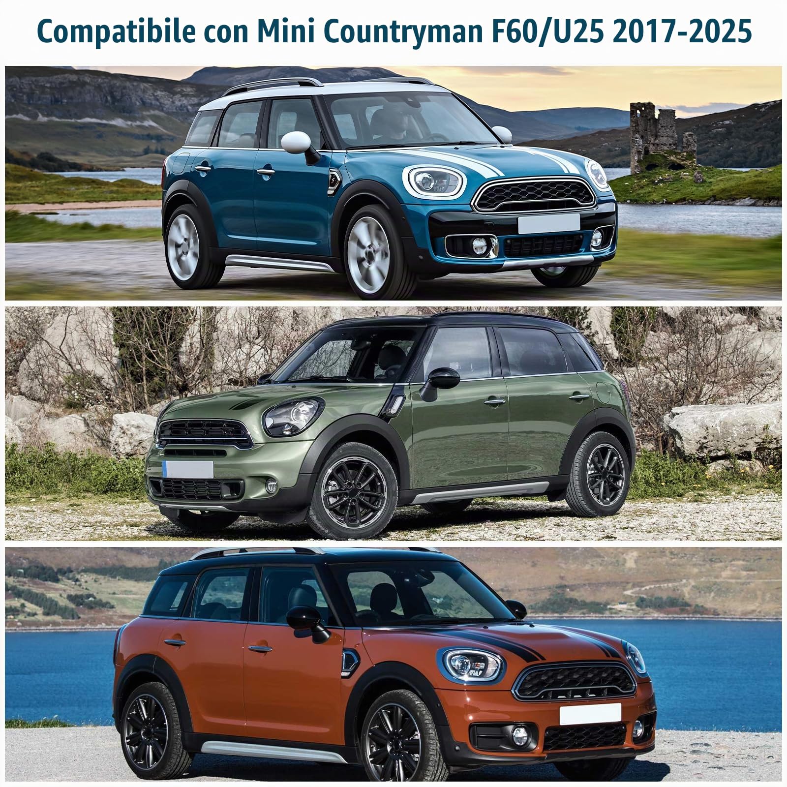 Parabrezza Parasole Auto di Compatibile con Mini Countryman F60/U25 2017-2025, 8 Pezzi Copertura Parasole Interna Auto, Visiere Parasole Impermeabile e Pieghevole