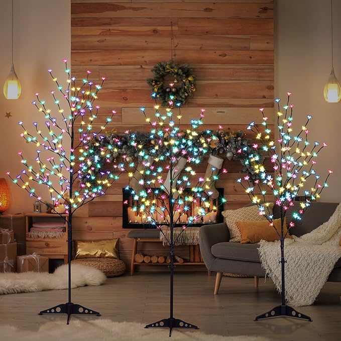 Amazon.com: Lightshare Set of 3 LED Cherry Blossom Trees, 4FT 5FT and ...