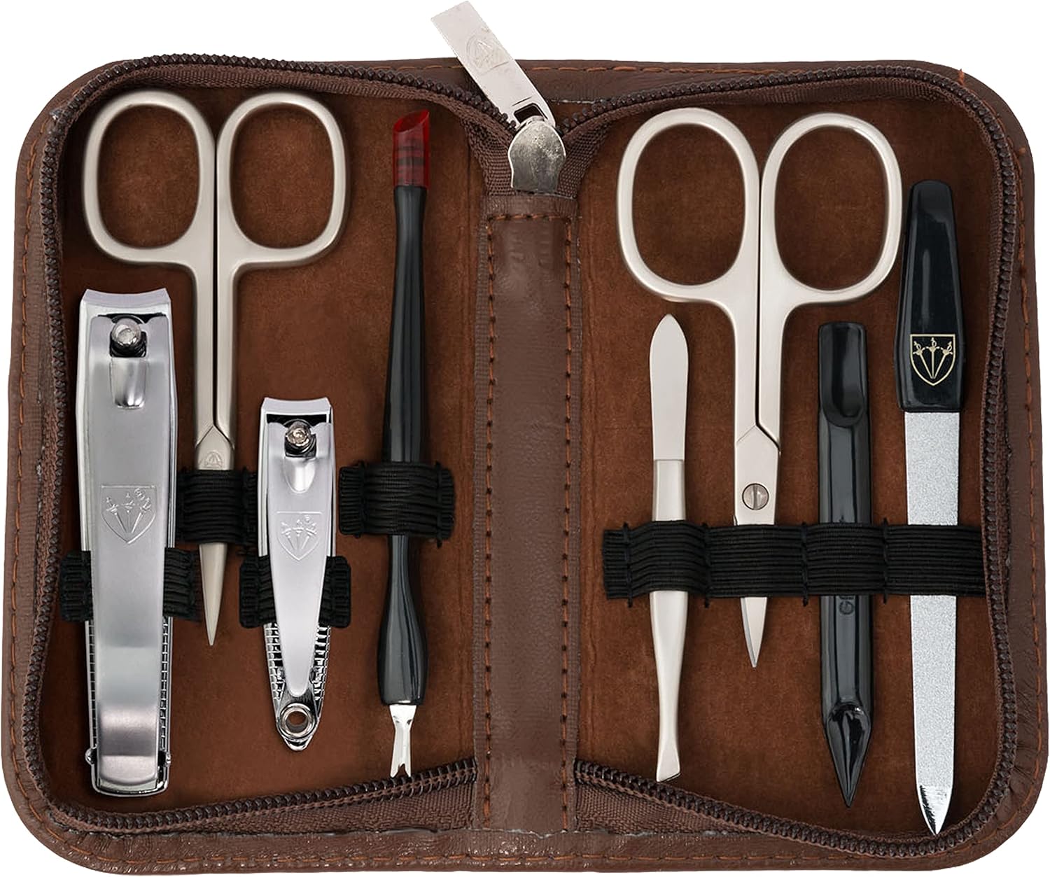merkkwaliteit 8 delige manicure pedicure grooming kit set voor professionele vinger en teen nagelverzorging schaar clipper mode lederen case in geschenkdoos, Gemaakt door 3 zwaarden (0958)