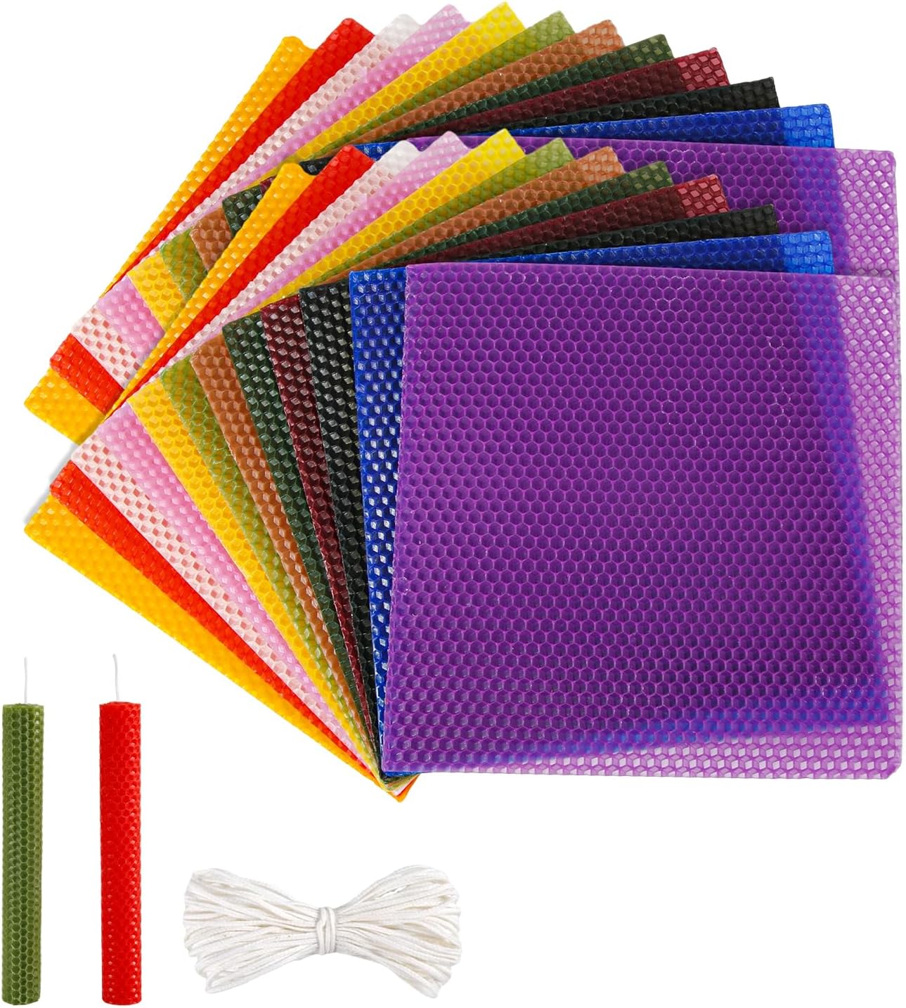 24pcs Beeswax Sheets for Candle Making, Beeswax Christmas Candle Making