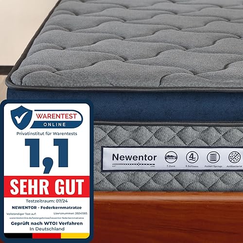 Newentor® Matratze Höhe 25 cm Härtegrad H3 Mittelfest Komfort/Support 90x200