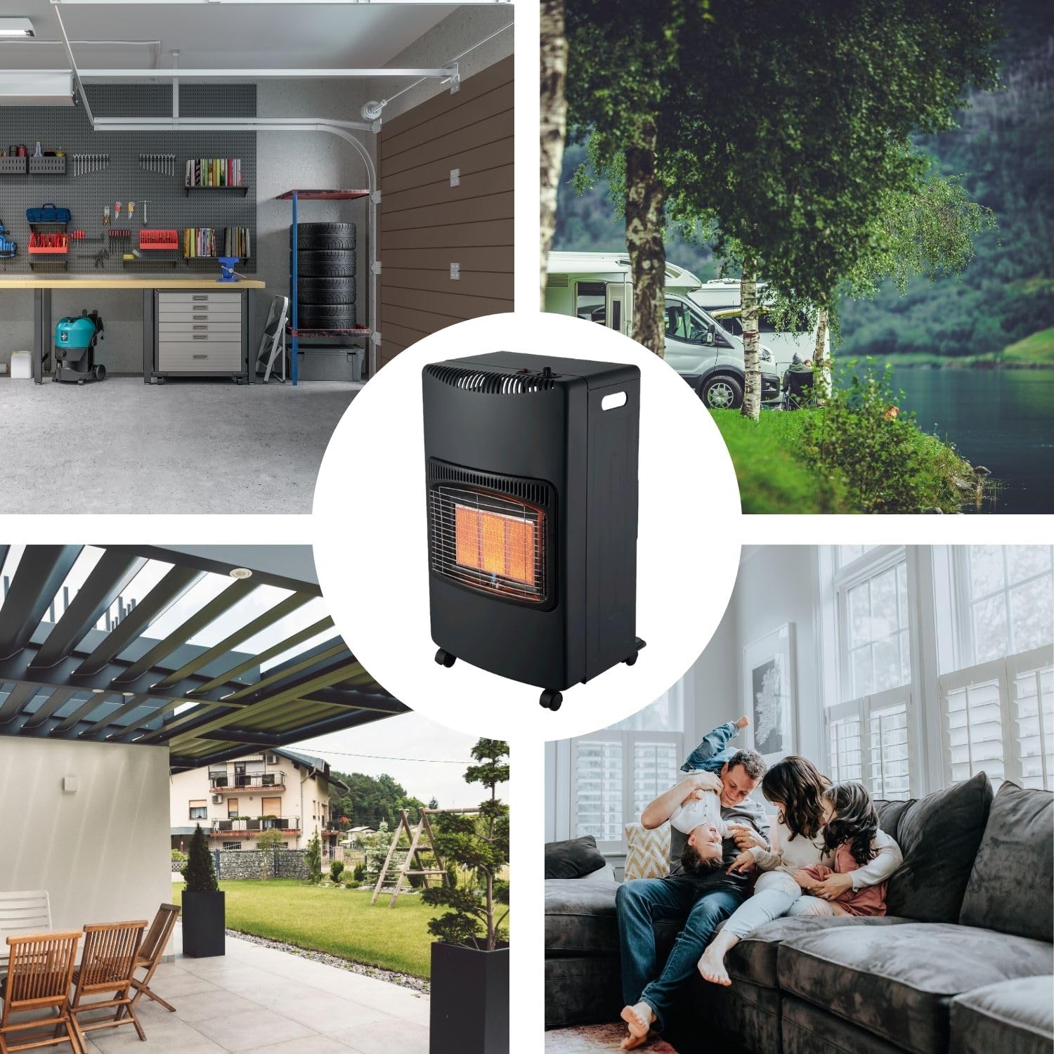 4200 Watt Gasheizung LPG inkl. Gasdruckregler Set | Gasheizofen, Heizstrahler, Gasheizgerät, Butan- und Propangasflaschen bis 15kg | nur für den Außenbereich