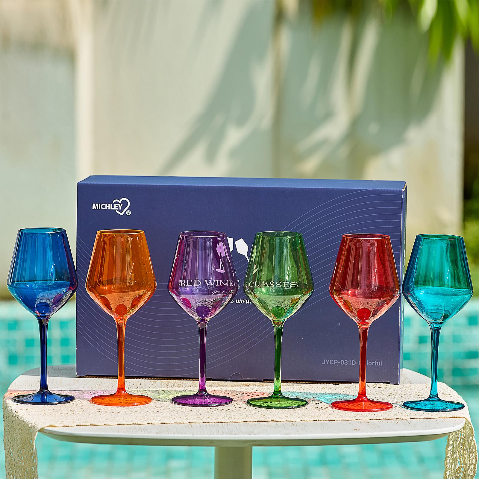 LemonRoad 24 Bicchieri Da Vino In Plastica Rosa E Blu Vintage - Per Matrimoni E Feste, 16,5 Cm