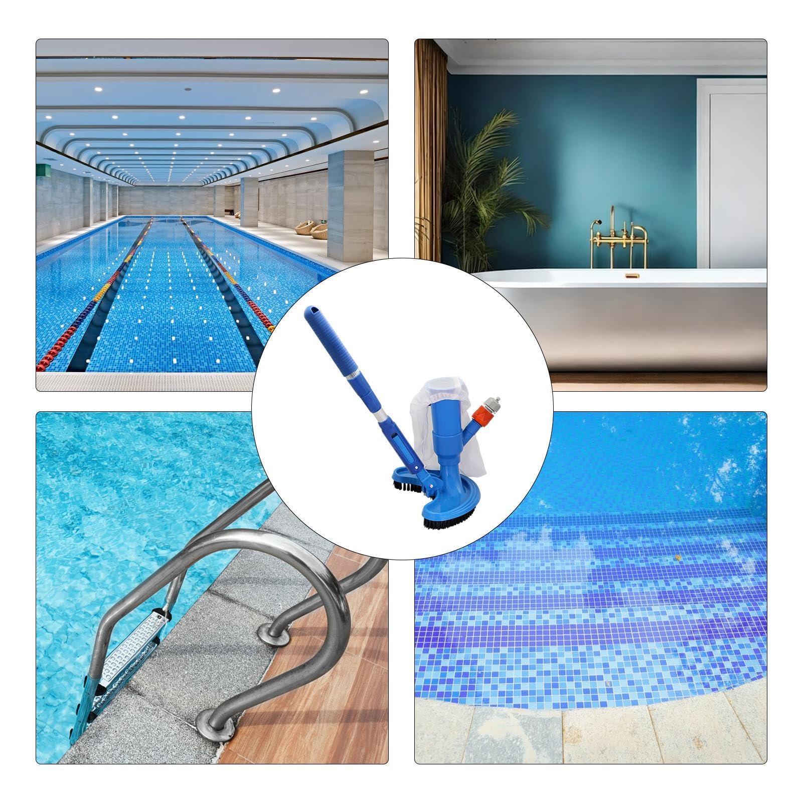 Aspirateur Piscine Hors Sol, Aspirateur Nettoyage Piscine Portable Avec Sac Sable Y Brosse, Piscine Accessoire Pour Bassine Étang Fontaine(sans Tige