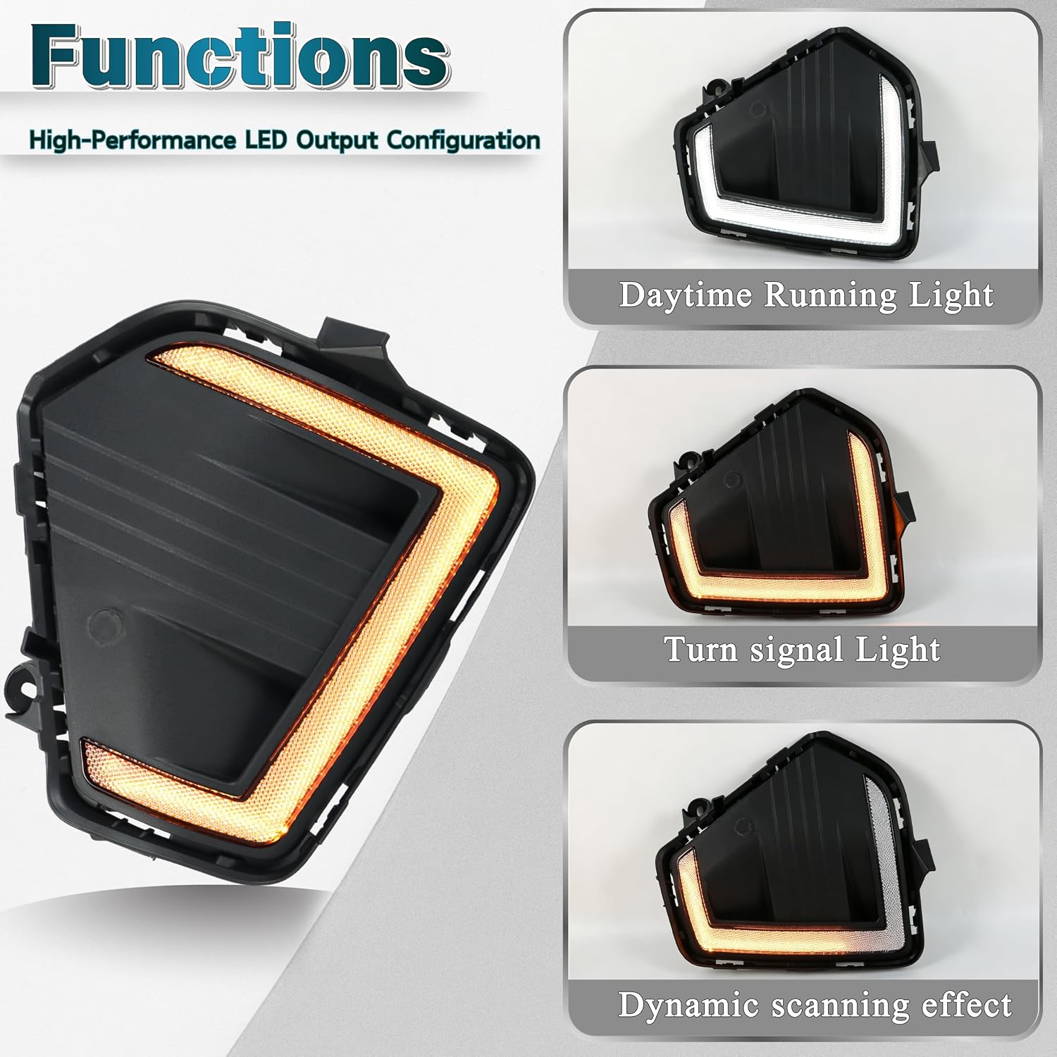 LED Front Bumper Fog Lights Kit for 2026 Toyota RAV4 LE SE XLE XSE Premium, Switchback White DRL & Amber Sequential Turn Signal Indicator, Side Marker Corner Blinker Lamp Assembly (Pair) image 3