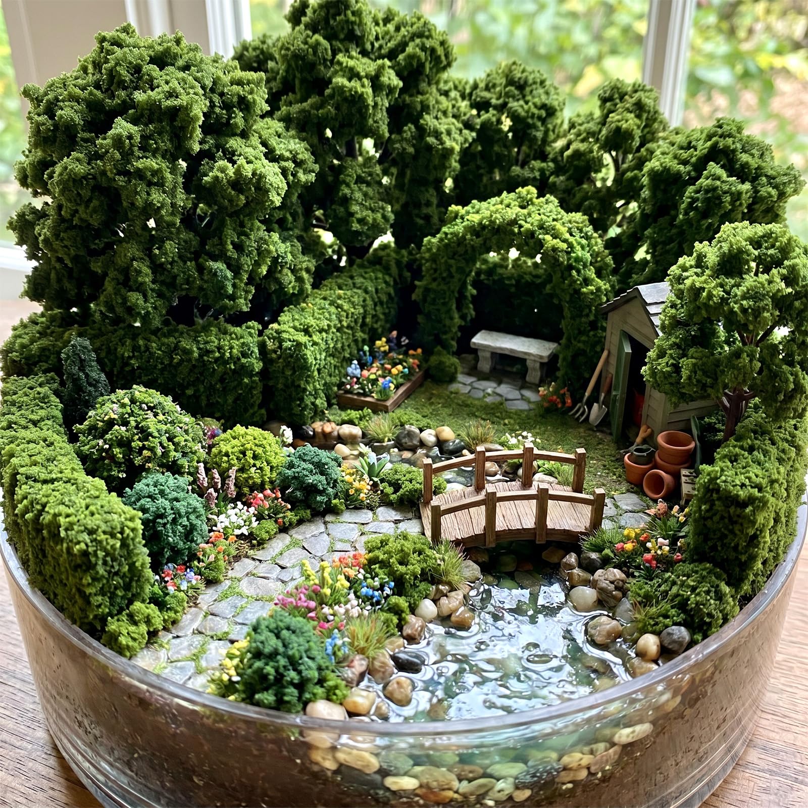 Drzewo w proszku, wzór zielonej rośliny do majsterkowania, miniaturowy krzew, krzaczasty kępek, architektura, budownictwo, modelarstwo, kolej, bajkowy ogród, diorama krajobraz