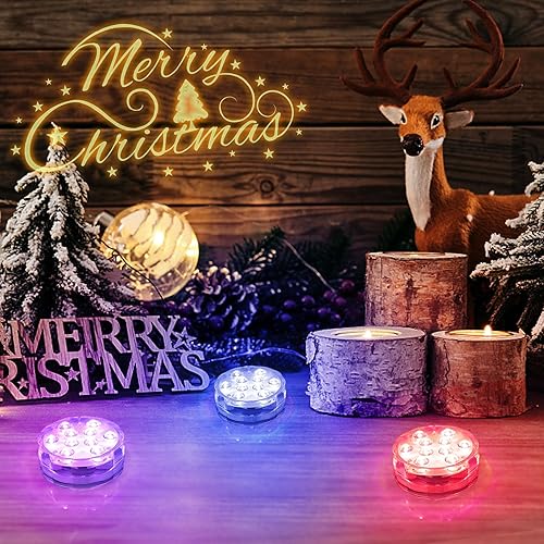 Miniatura 8 de Luces LED sumergibles con control remoto, batería incluida, luz impermeable RGB multicolor cambiante para piscina, base de jarrón, spa, acuario,