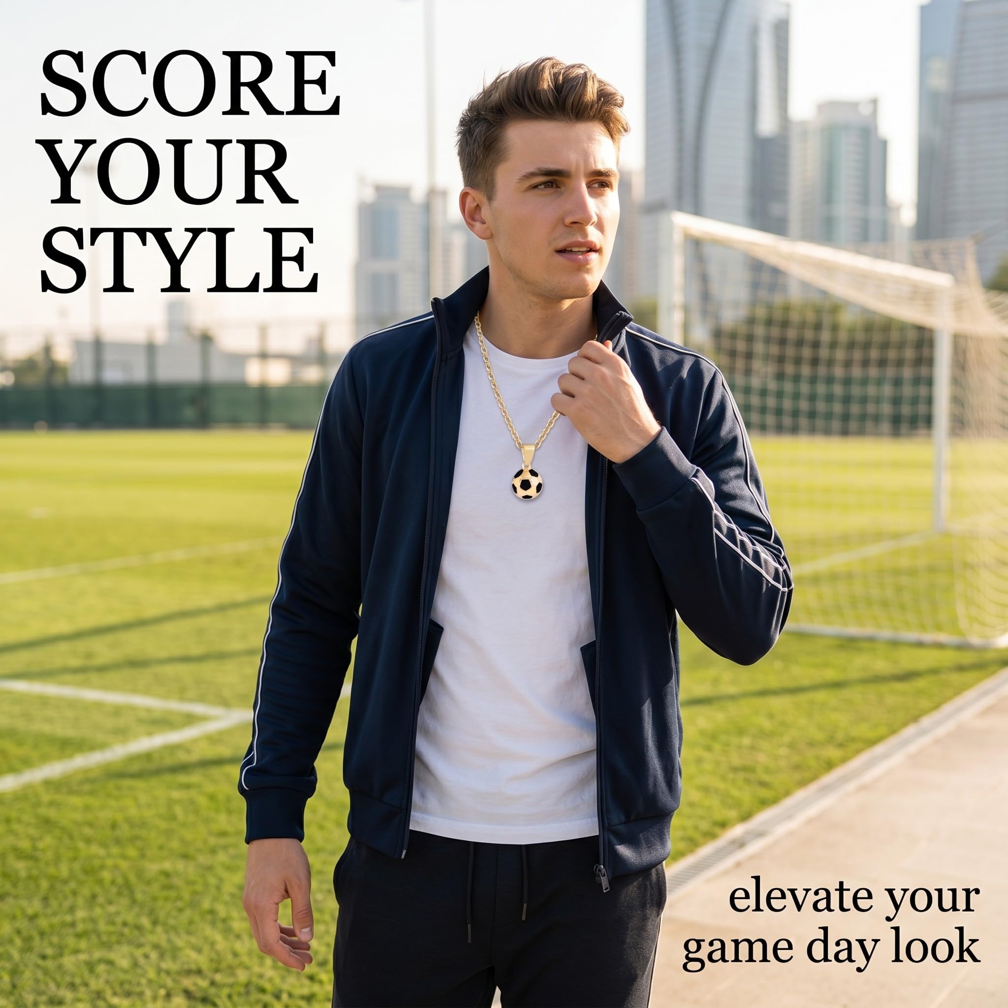 2 colliers avec pendentif football en alliage (or + argent), football accessoire et accessoire foot, cadeau foot idéal comme idée cadeau fan de foot, cadeau garcon pour enfants et supporters