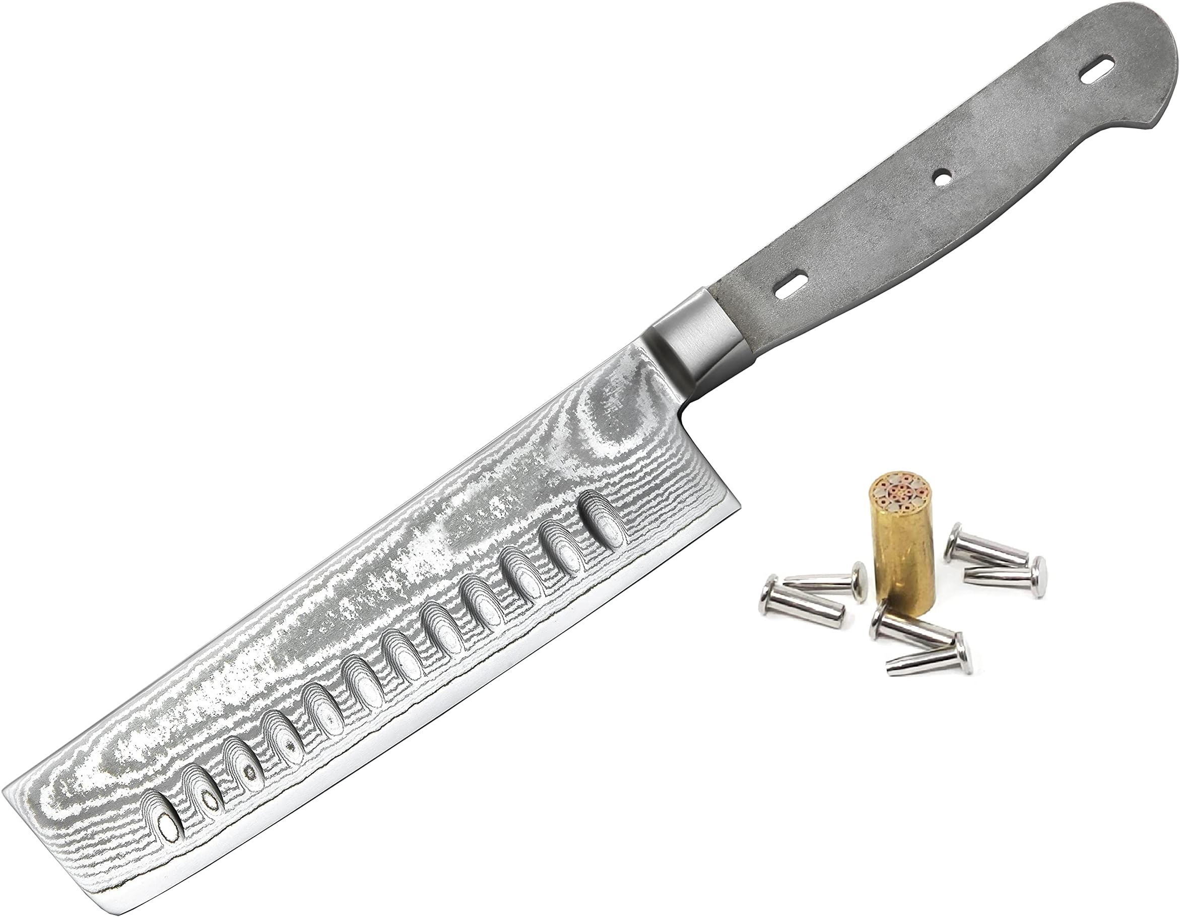 ZHEN Hammered Surface Damascus Nakiri Knife Blank 65/8" L