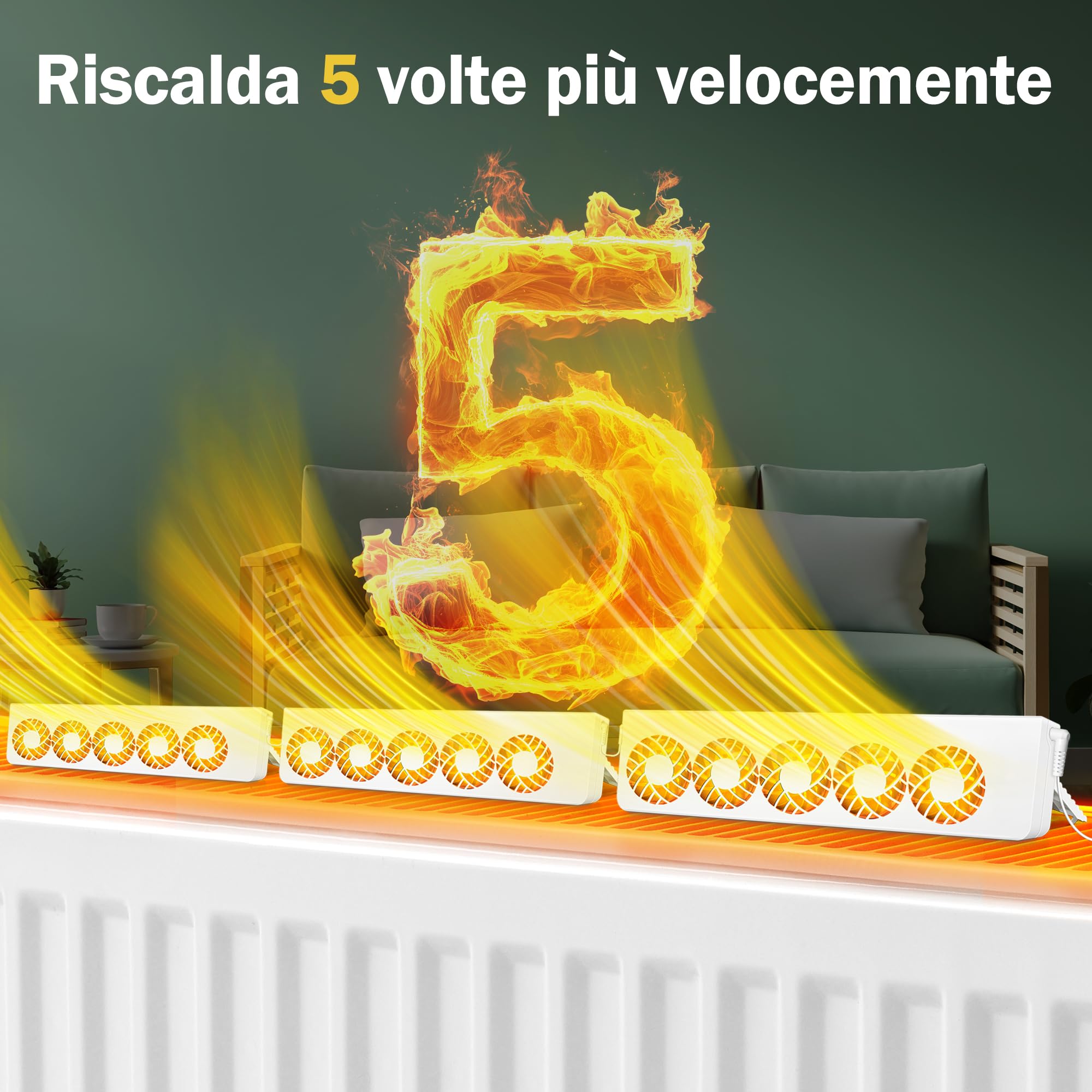 Ventole per Termosifoni 2.0 con Controller con Termostati Intelligenti, 15 Ventole per Aumentare l'efficienza del Riscaldamento e Risparmiare Energia (Trio Set)