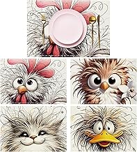 4 Pieces Animal Placemats, 30 x 45 cm Washable Placemats, Printed Hand Stitched Non-Slip Placemats, Linen Placemats, Suitable for Kitchen, Living Room, Dining Room, Bar