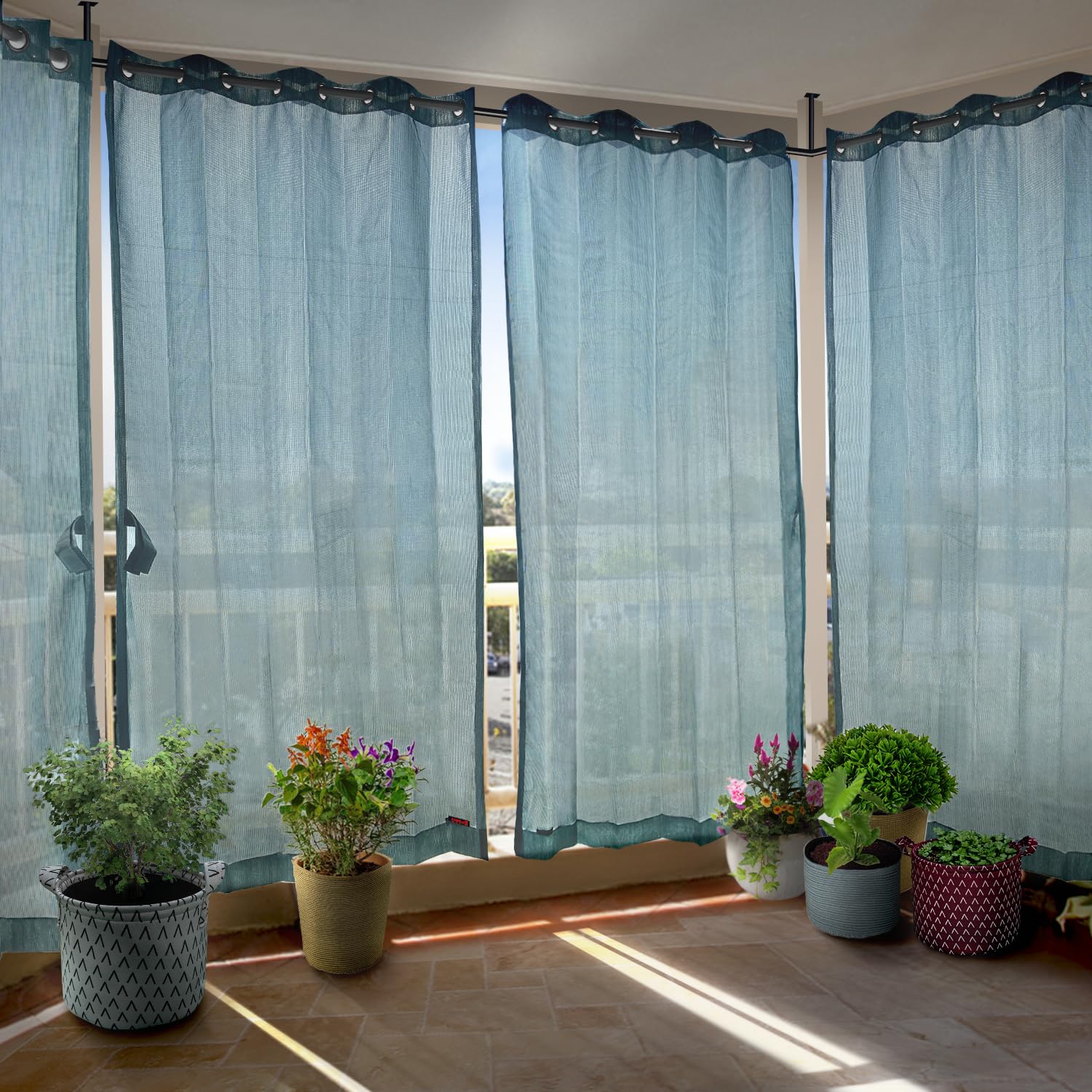 Outdoor Sun Blocking Balcony Curtains - Beige -10
