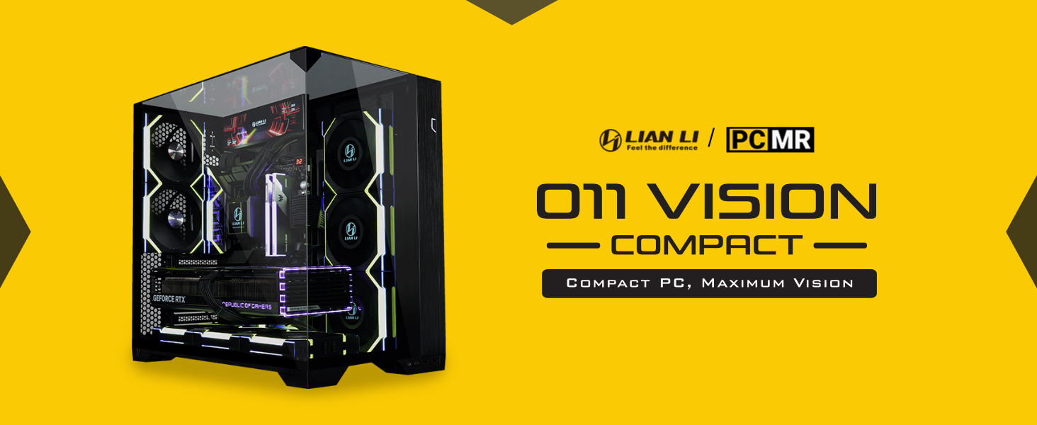 Lian Li O11 Vision Compacto Preto Aço Temperado ATX Torre Média