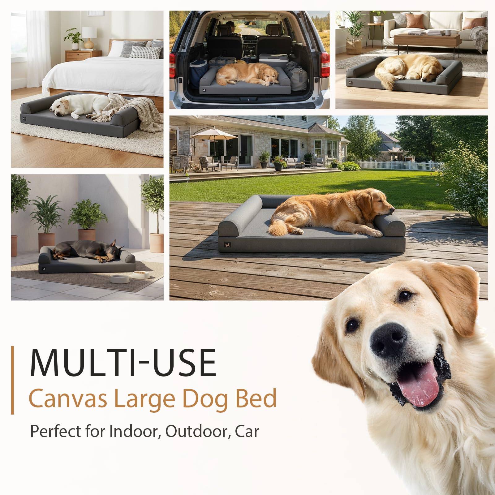 Sytopia 42in Dog Beds for Large Sized Dogs, Waterproof Egg Crate Foam XL Orthopedic Pet Bed with Removable Washable Cover,chew-Proof, Non-Slip Bottom, Supports up to 100 lbs for Old Pet, Dark Gray - image 7